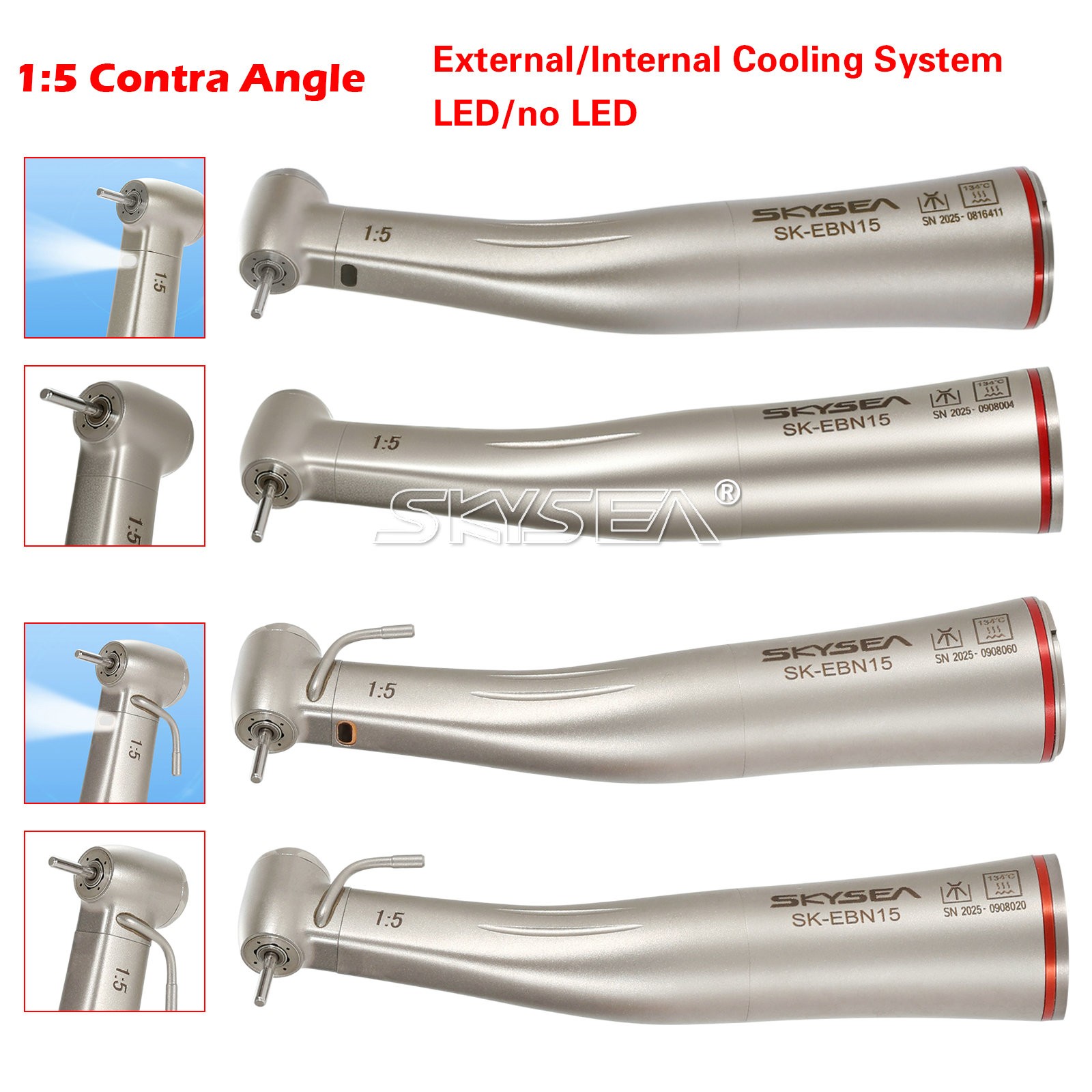 Dental 1:5 LED/Without LED Contra Angle Increasing Handpiece Inner /External CE