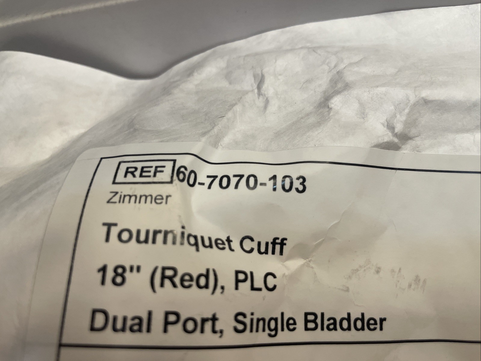 Tourniquet Cuff Red 18in Dual Port , Single Bladder NEW