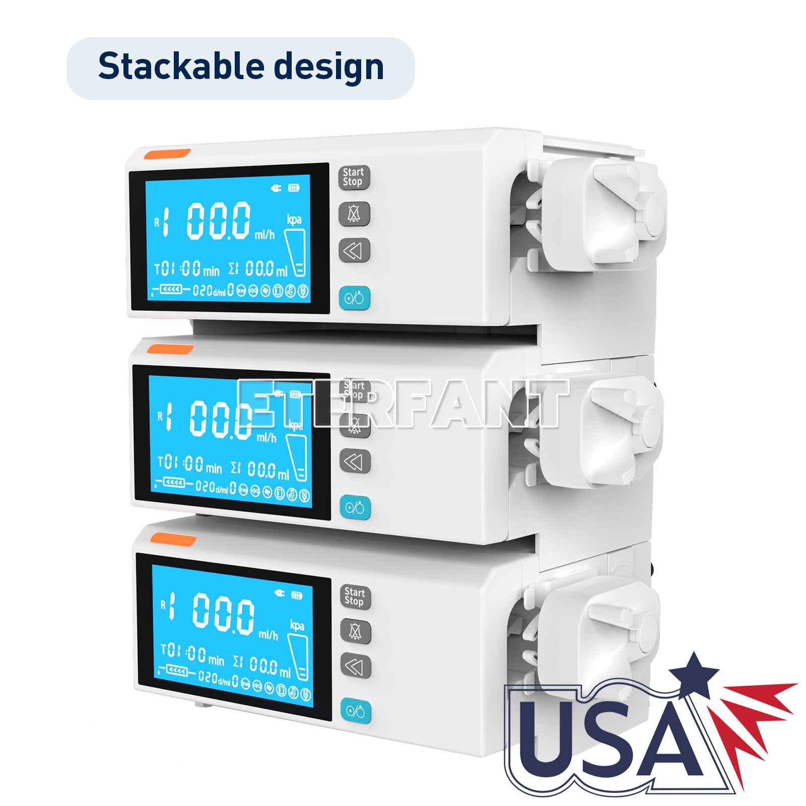 4.3 inch color touch screen Syringe pump Stackable design Medical/Lab Use