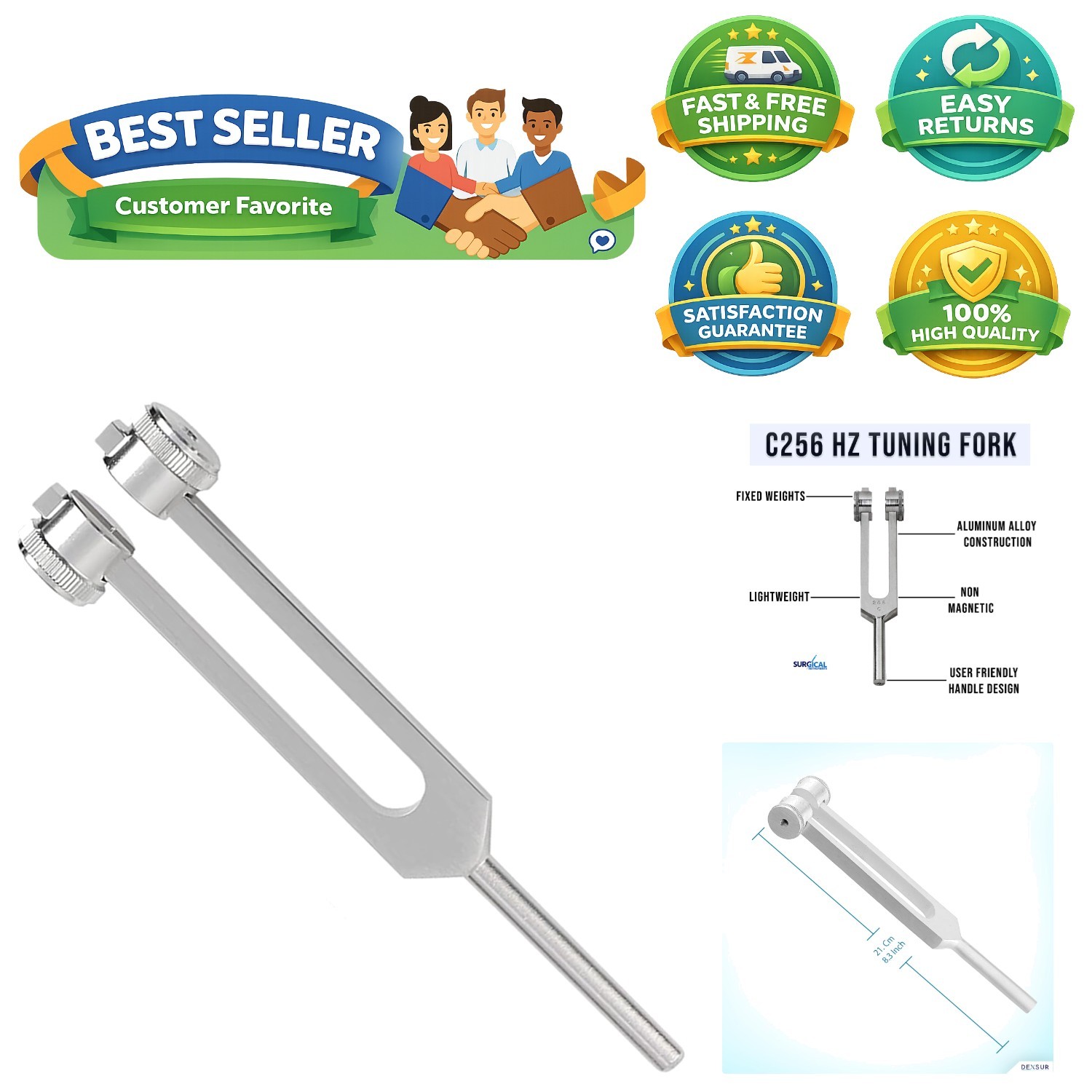 Medical-Grade C256 Hz Tuning Fork – Lightweight & Corrosion-Resistant Design