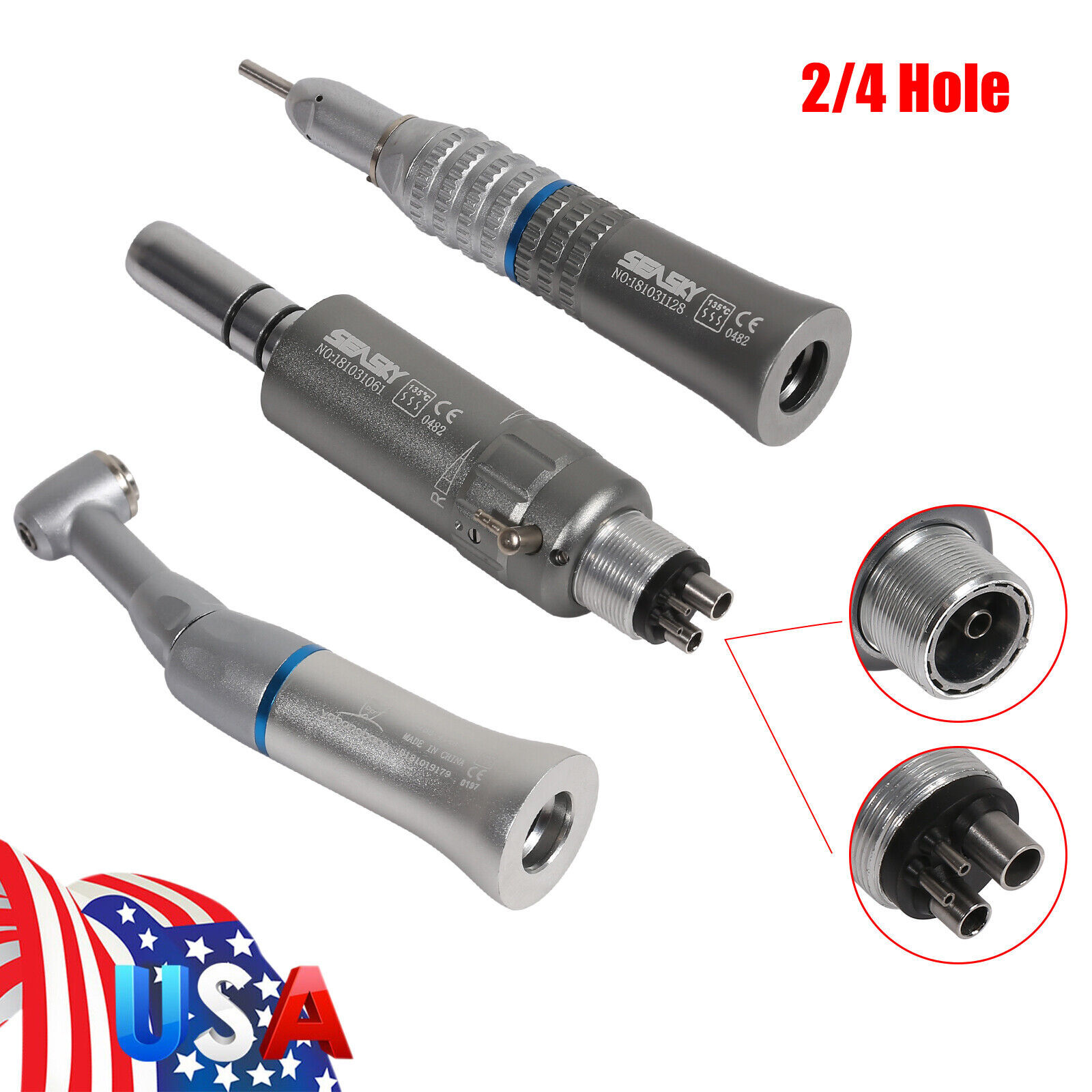 Low Speed Handpiece /Contra Angle /Straight /Air Motor 2 / 4Hole for NSK Dental
