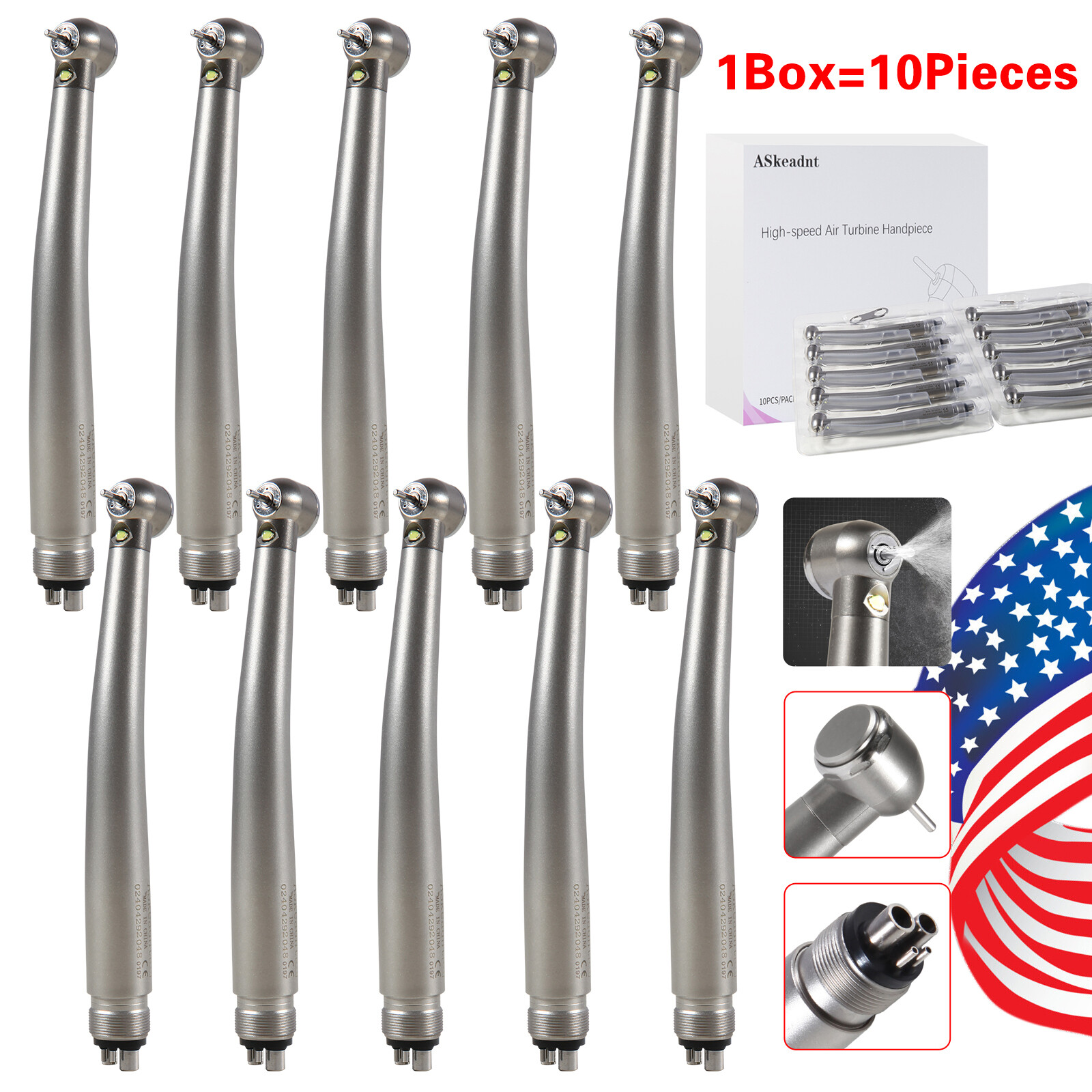 10 PACKS ASkeadnt Dental Turbine High Speed Handpiece