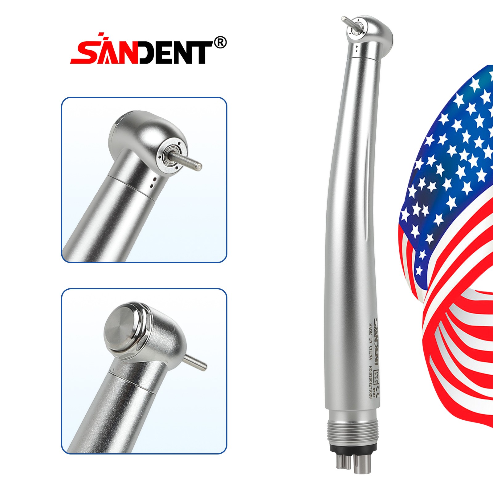 10 SANDENT NSK Style Dental High Speed Handpiece Push Button Standard 4 Hole M4