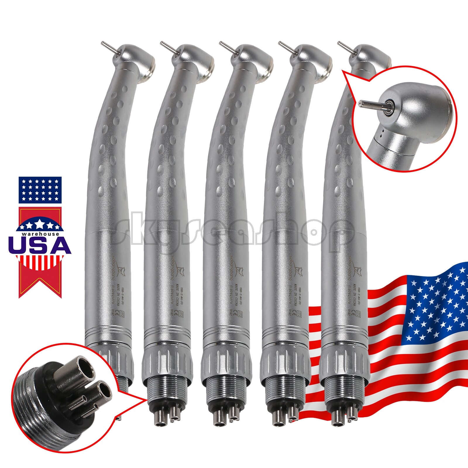 5 Packs Dental High Speed Handpiece Spray with 4 Holes Quick Coupler Swivel