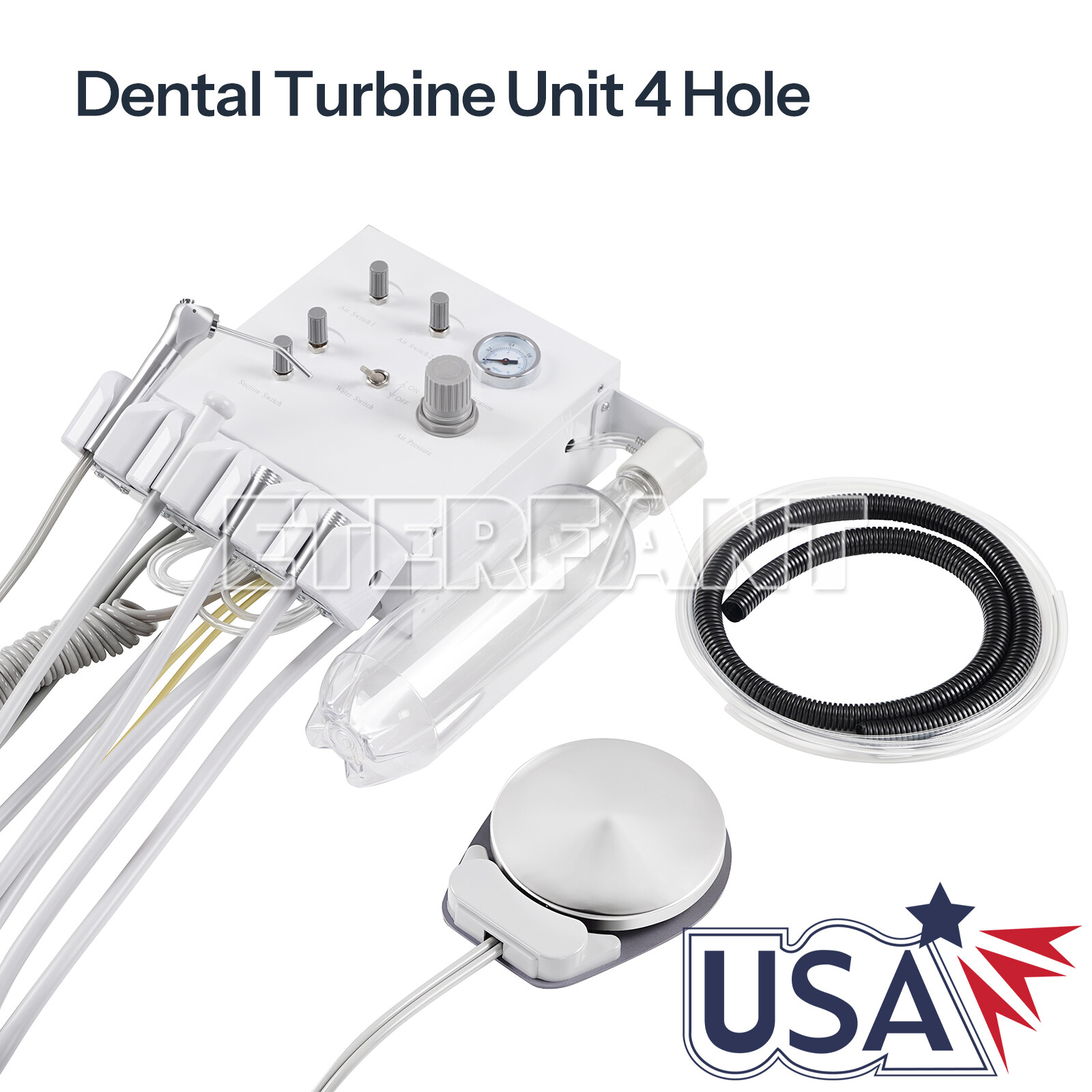 Dental Portable Folding Chair Blue/Unit Air Turbine Dentist LED Exam Light US