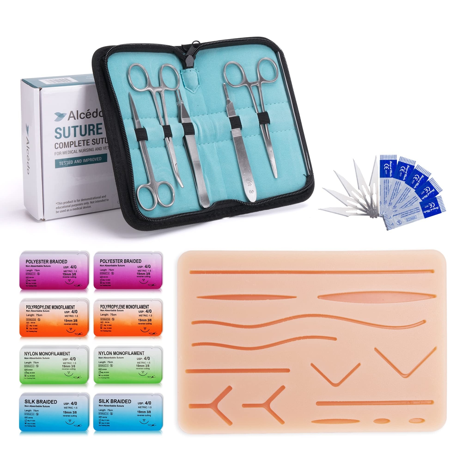 Alcedo Suture Practice Kit for Medical Students | Complete Kit (32 Pieces) In…