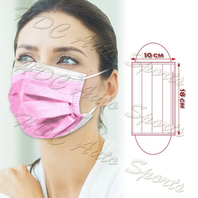PINK Disposable Face Mask 100PCS Non Medical 3-Ply Earloop Dust Cover Masks