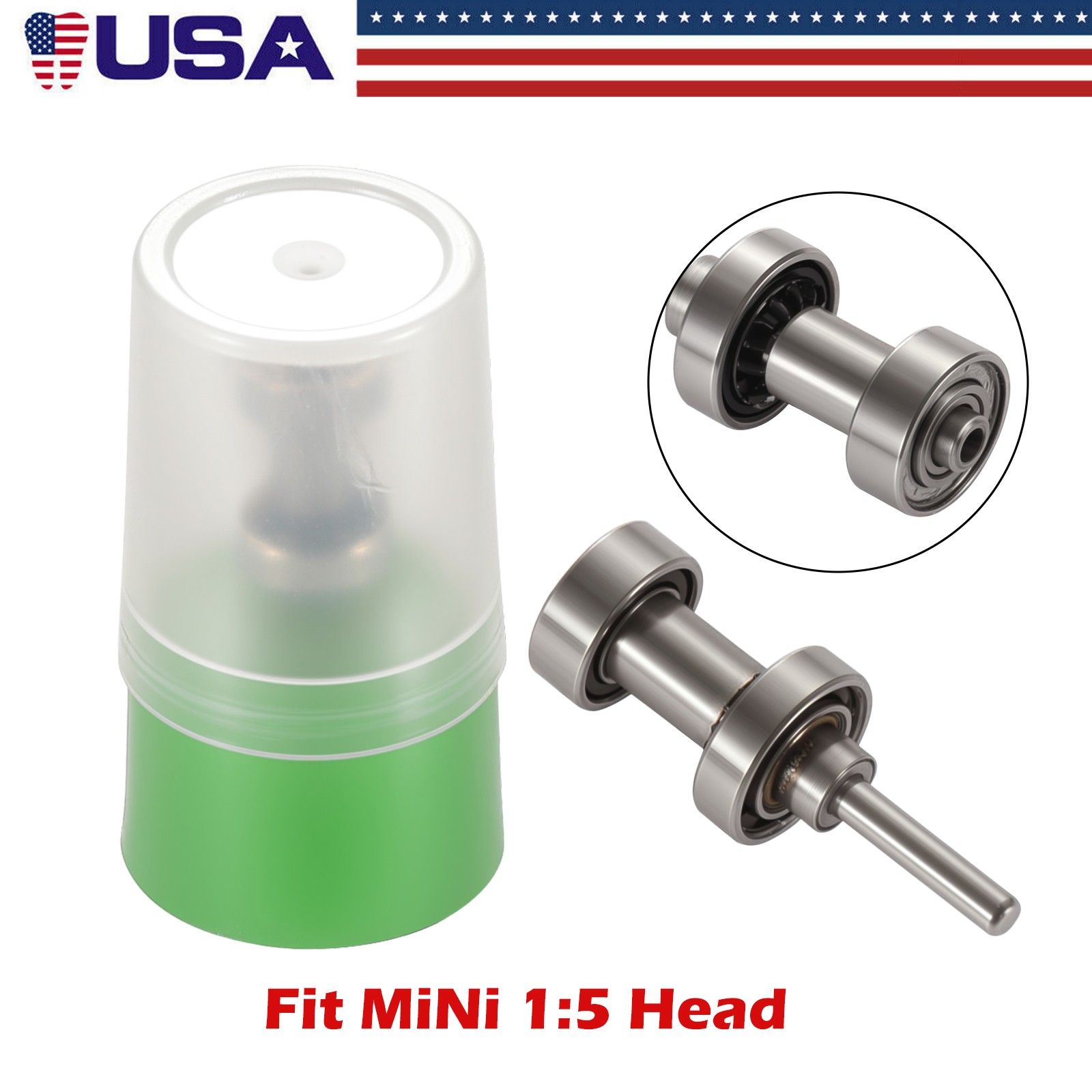 Mini Head Dental 1:5 LED Contra Angle Fiber Optic Handpiece / Cartridge Bearing