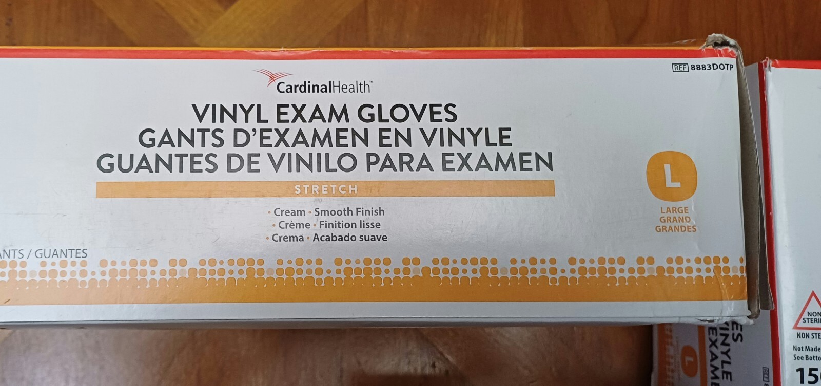 CARDINAL HEALTH VINYL EXAM GLOVES, STRETCH, SIZE LARGE, 150 GLOVES, LOT OF 3