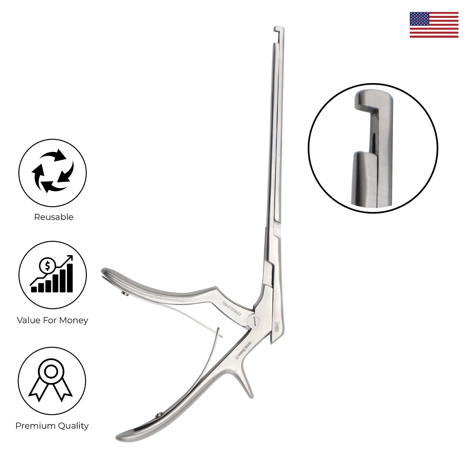 Ferris Smith Kerrison Rongeur 20 cm Down 90° Surgical Instuments