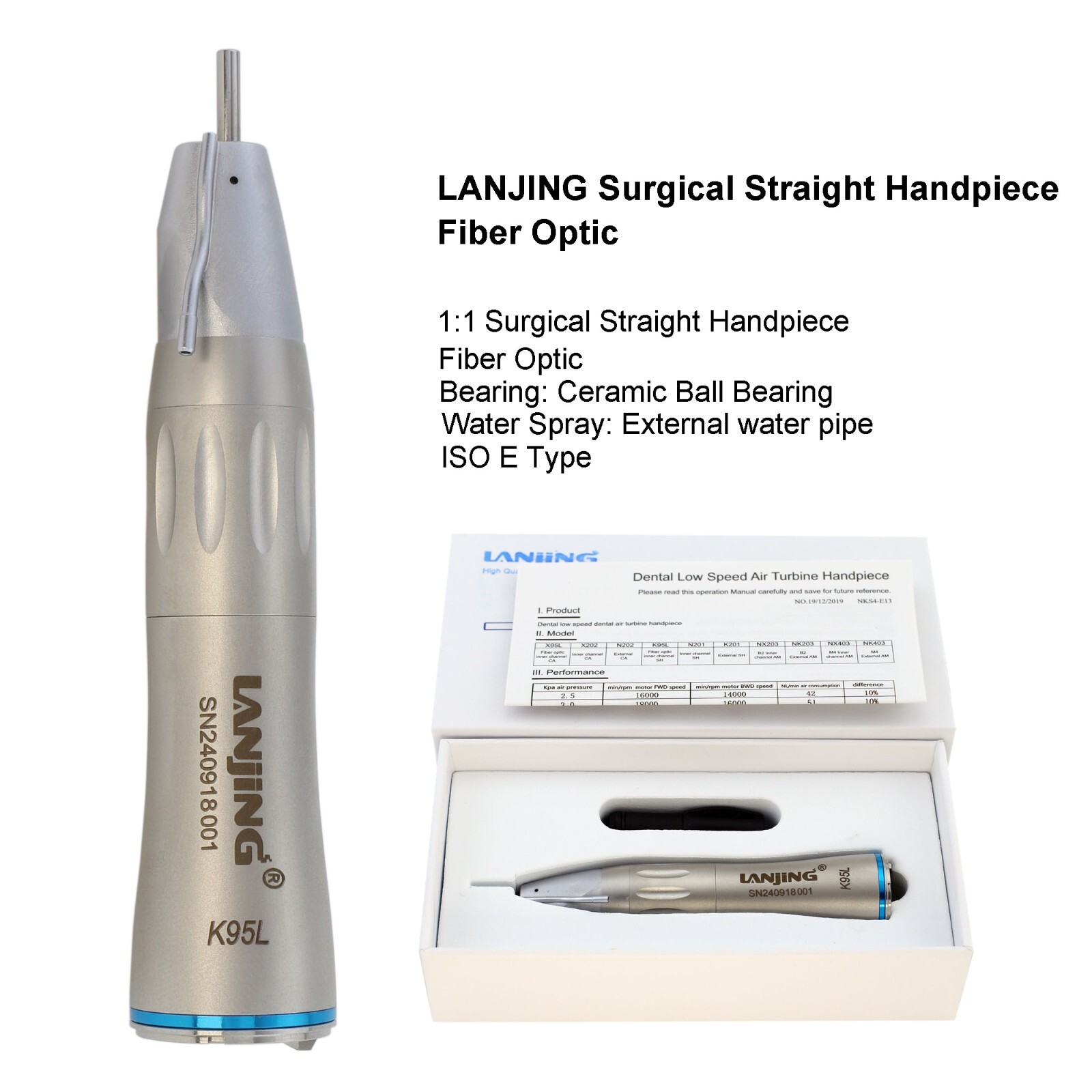 COXO Dental Surgical Handpiece 1:1 1:2 20° Angle Straight Attachment 2S LED NSK