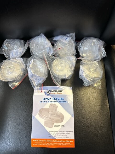 Kinship CPAP Filters in-line Bacteria Filters, 8 pieces BBD 08/2026