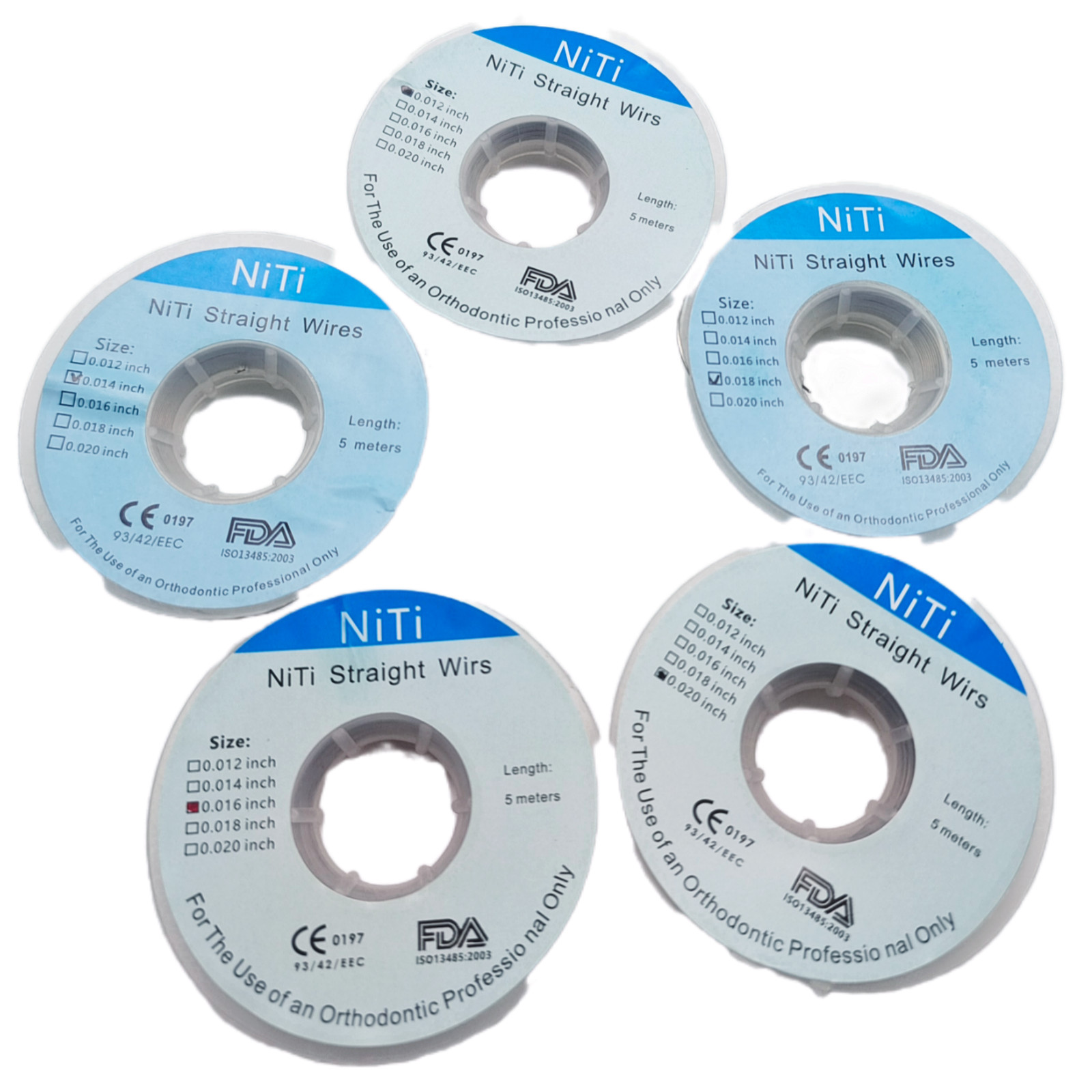 5m/Roll Dental Orthodontic Straight Wire Niti Super Elastic ArchWire Round CE