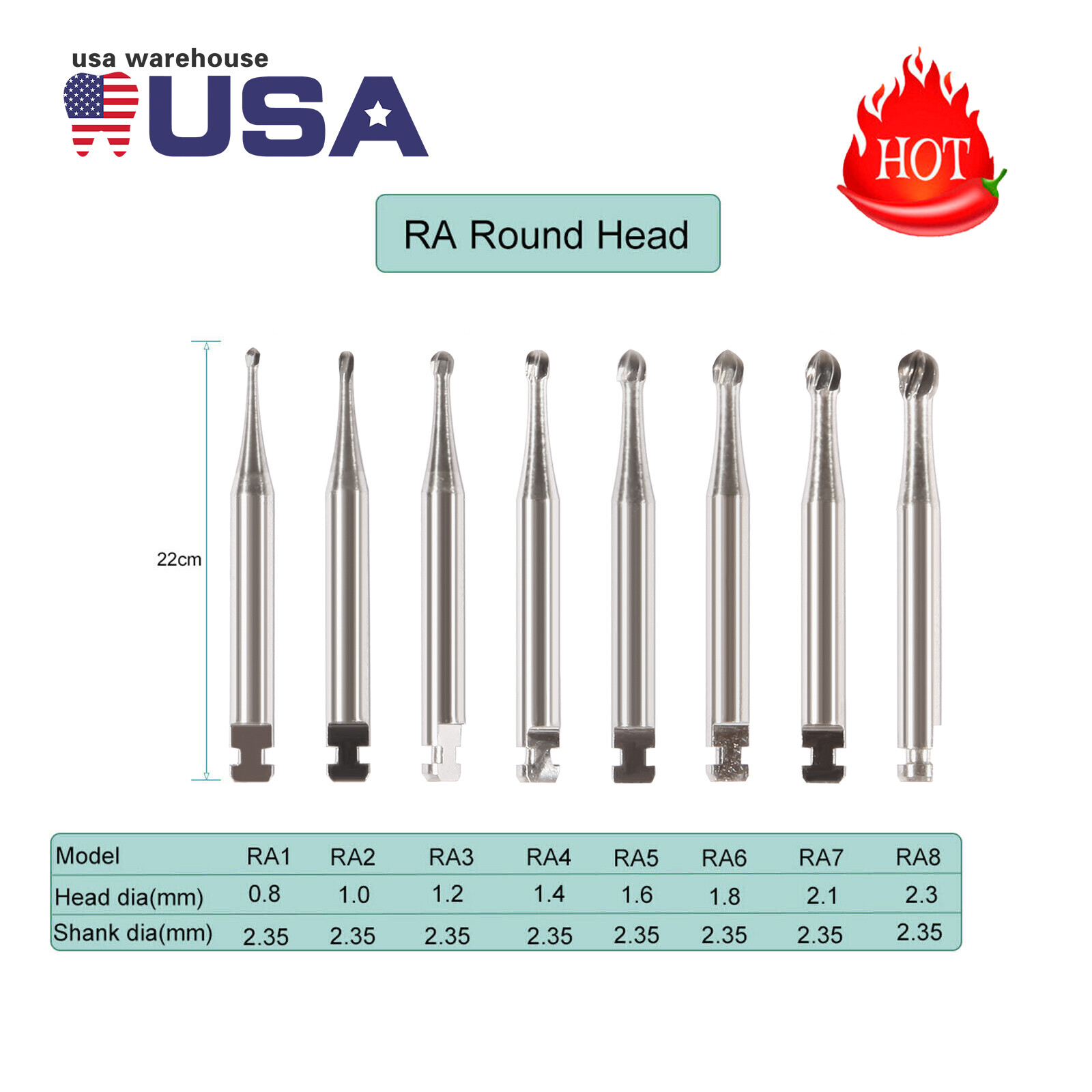 Dental Tungsten Steel Carbide Burs for Contra Angle Low Speed Handpiece RA1-8 sa