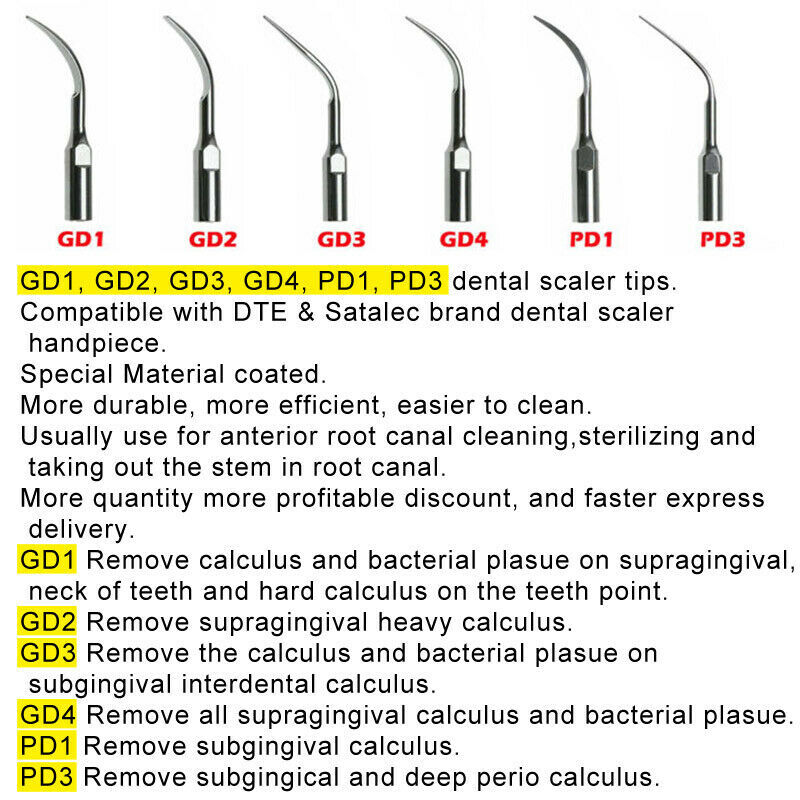 5pcs Dental Ultrasonic Scaler Scaling Perio Tips Fit Woodpecker EMS/DTE SATELEC