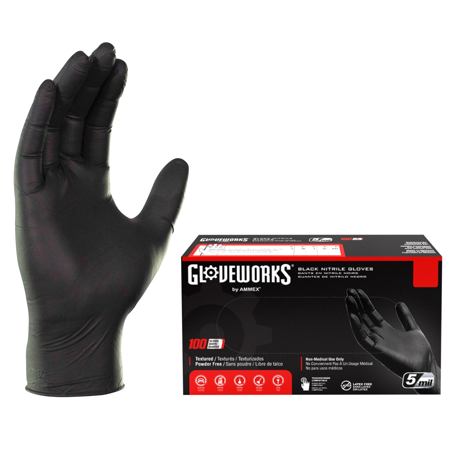 Black Nitrile Gloves Pack Of 100 Medium Duty 5 Mil Heavy Duty Auto Detail