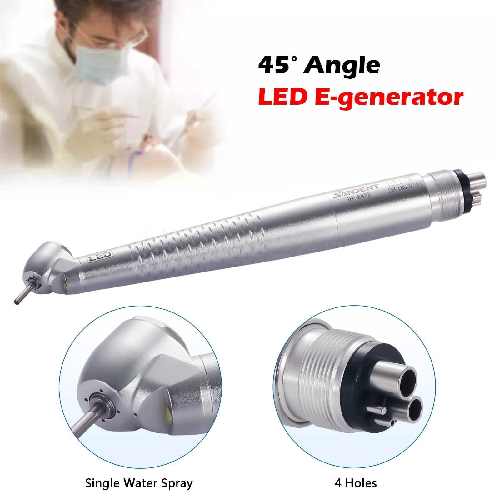 NSK Style Ti-Max X450 M4 Surgical 45° LED Speed Handpiece Dental 1 Water Jet 4H