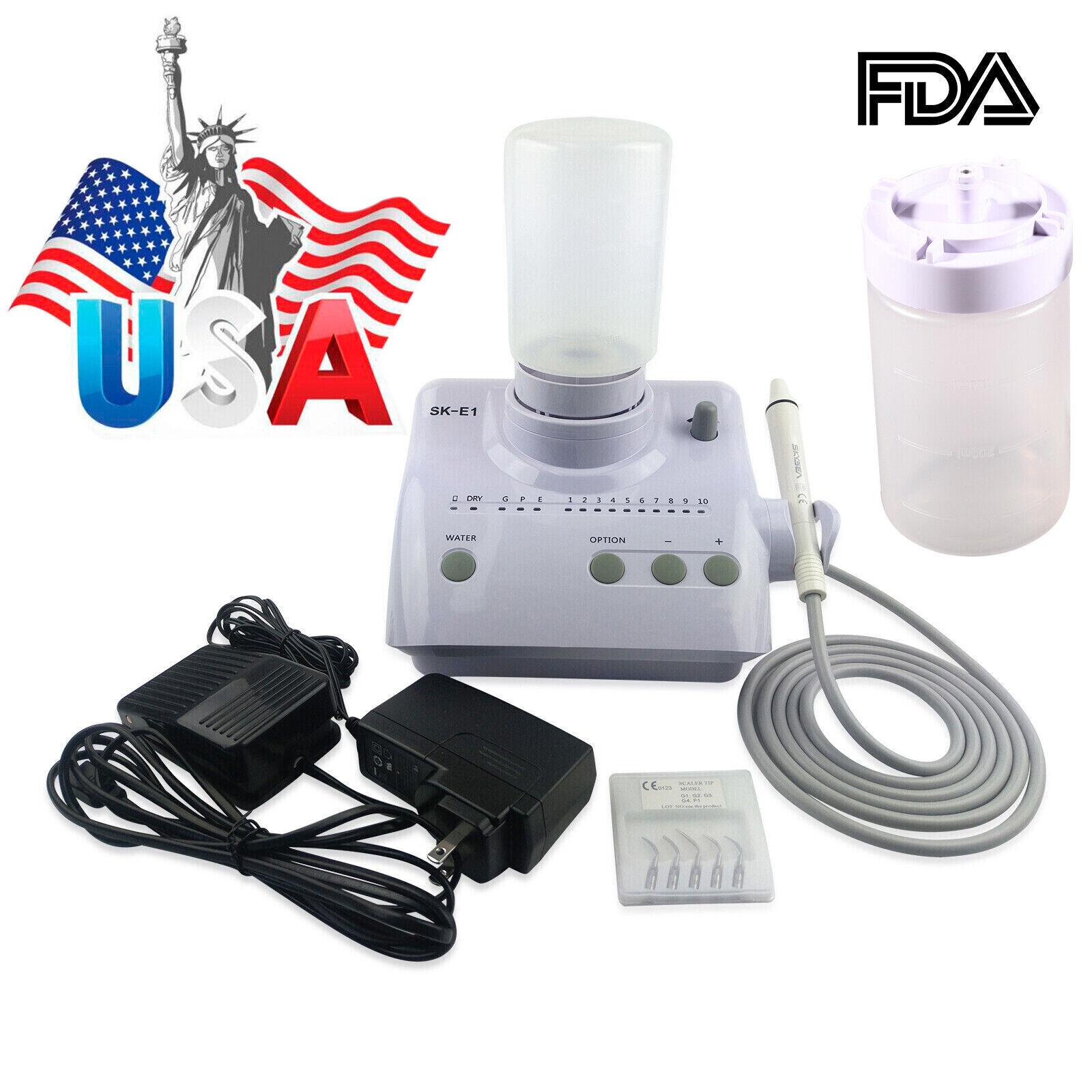 Portable Dental Ultrasonic Piezo Scaler W/ Handpiece 2*Bottles Fit EMS Cavitron