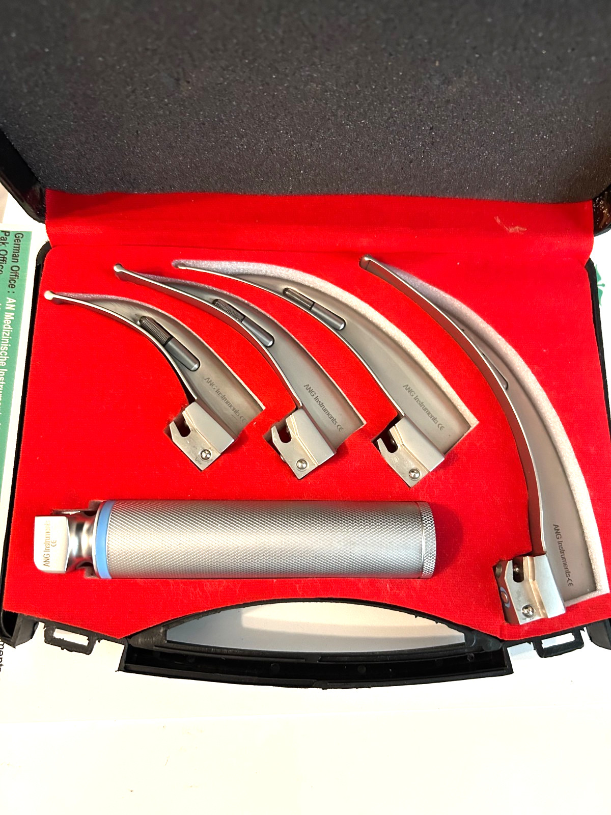 Fiber Optic Laryngoscope Set, Macintosh, 4 Blades, Diagnostic, Larynx, Premium CE