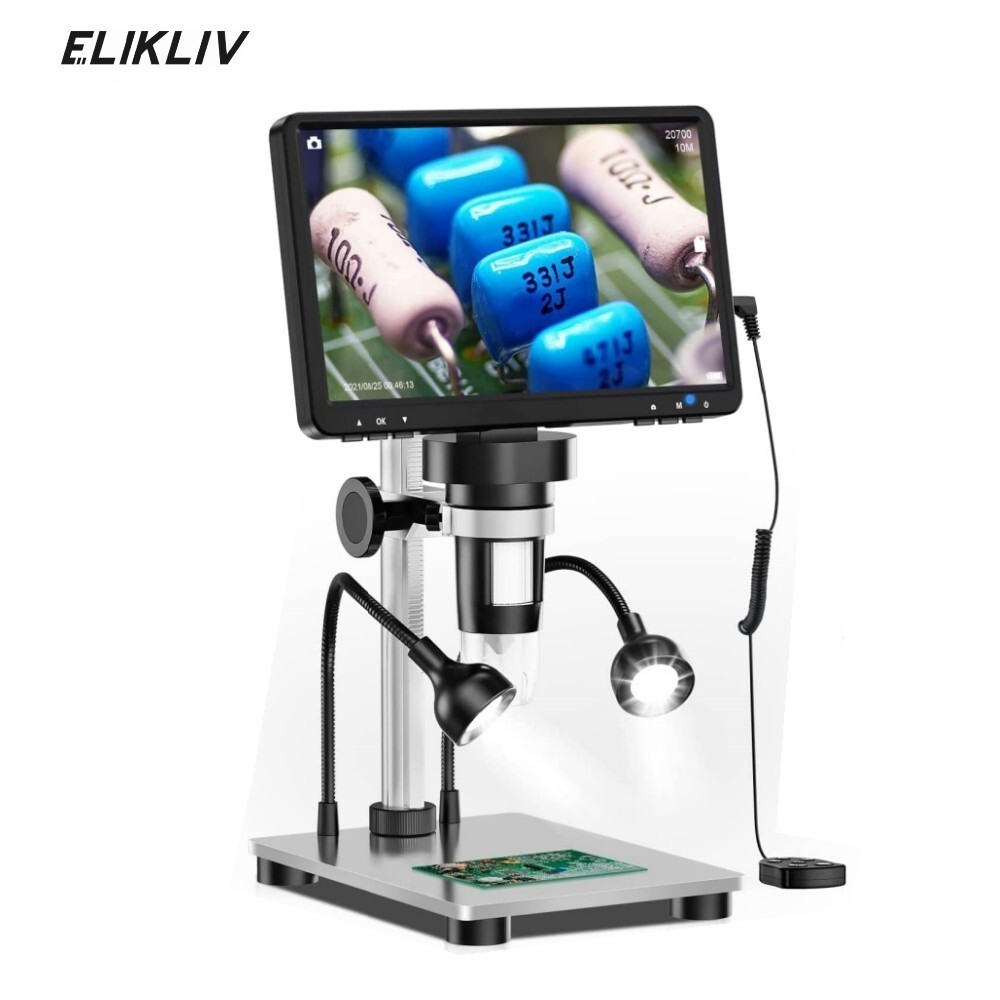 Elikliv 7” LCD Digital Microscope 1200X Screen 12MP Soldering Microscope Adults