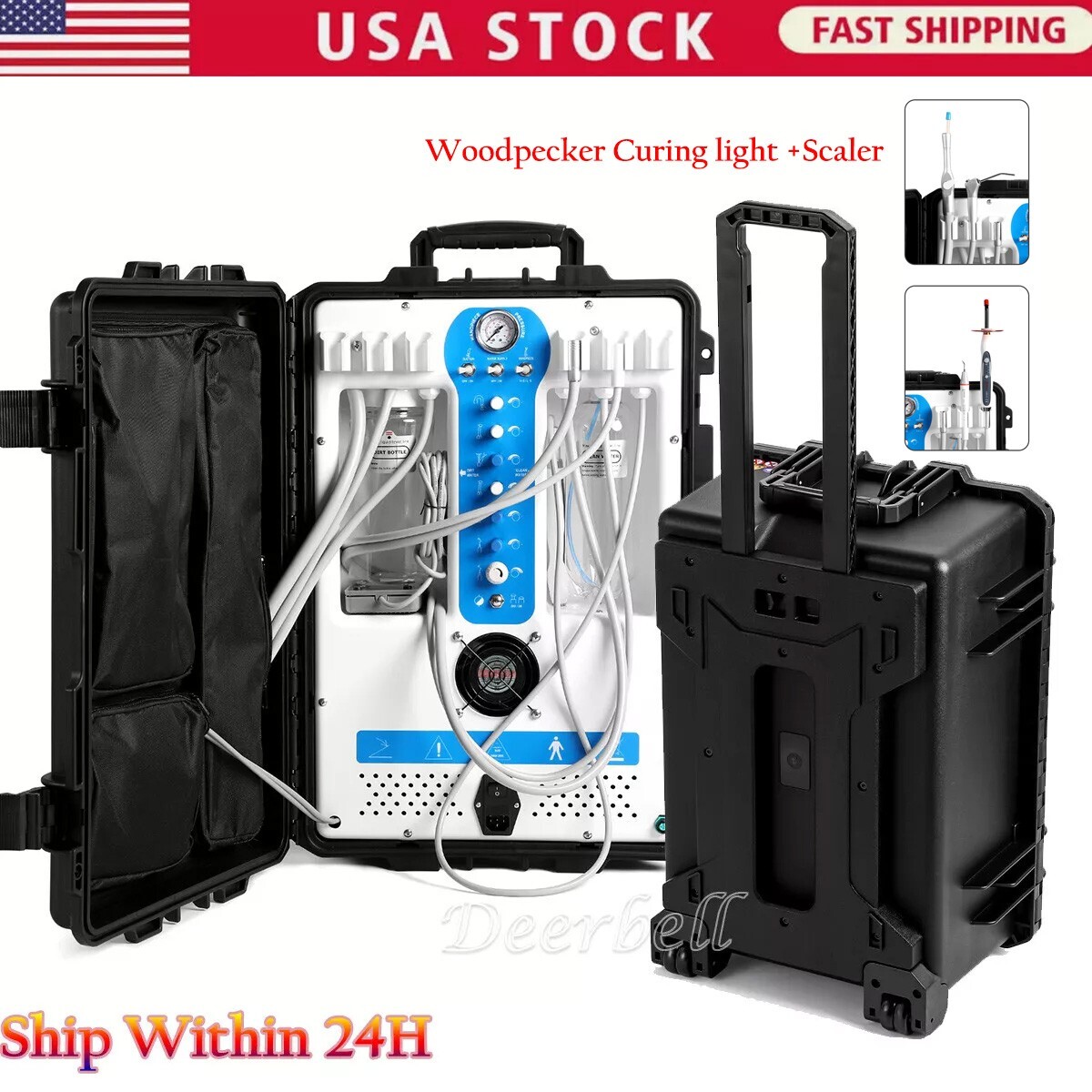 Portable Dental Unit System Air Compressor with Ultrasonic Scaler Curing Light