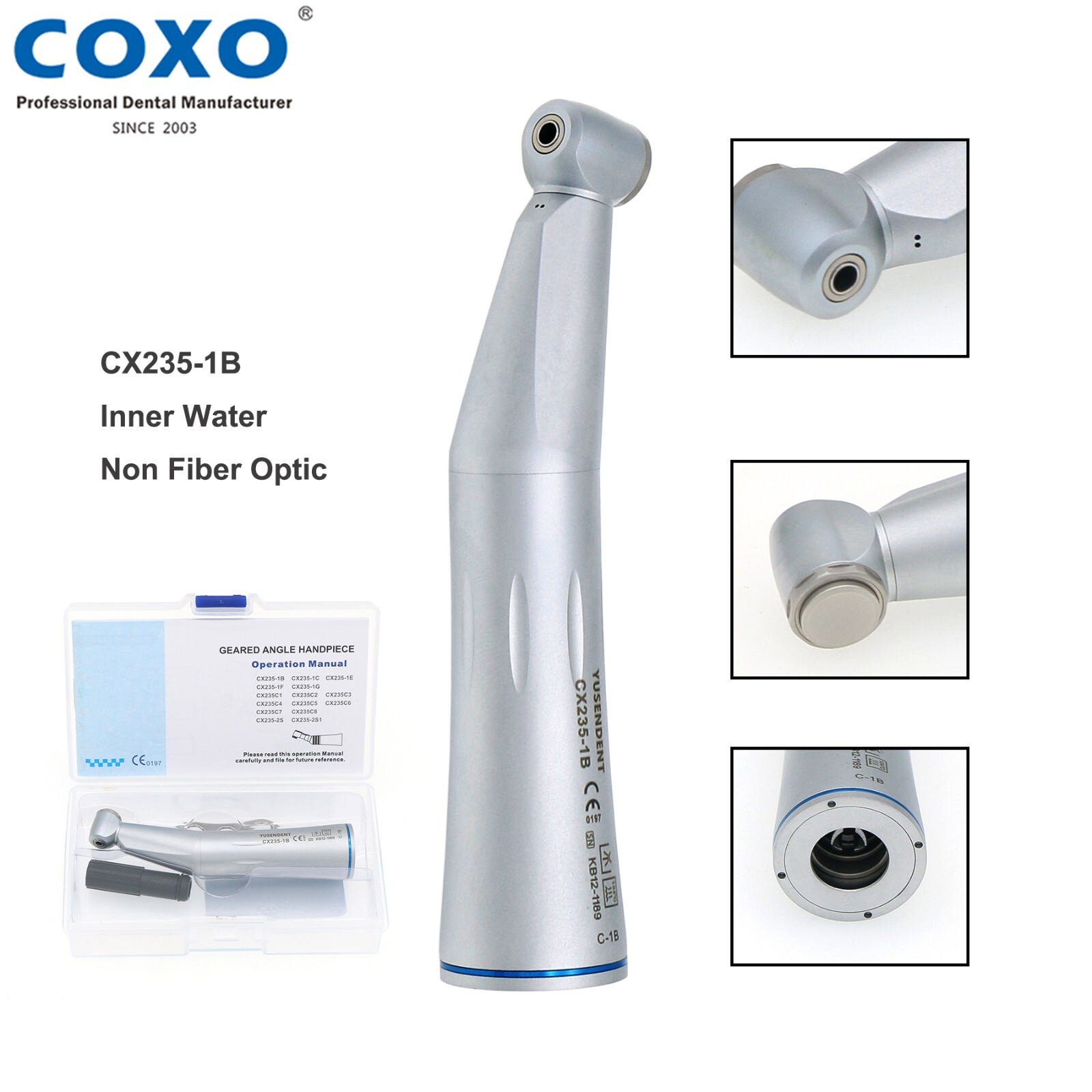 US COXO Dental Low Speed Handpiece Contra Angle Straight Inner Water Air Motor