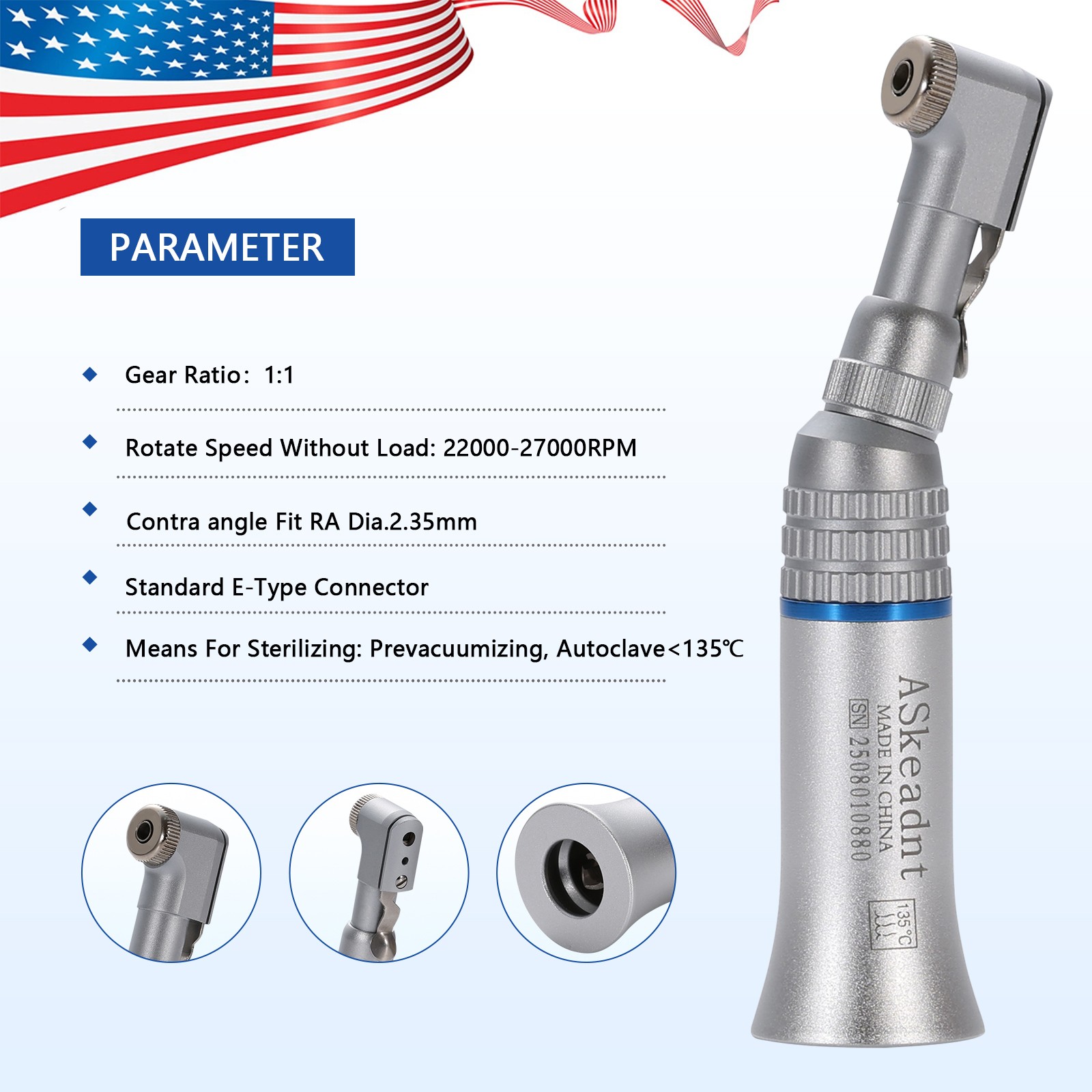 NSK Style Dental Slow Low Speed Contra Angle Handpiece Latch E-Type Attach YP4/2