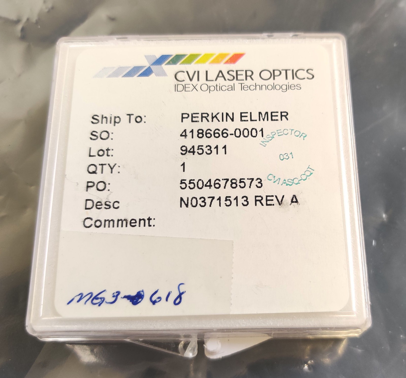 CVI Laser Optic Lens MG3-618 PerkinElmer N0371513 for Spectrophotometers