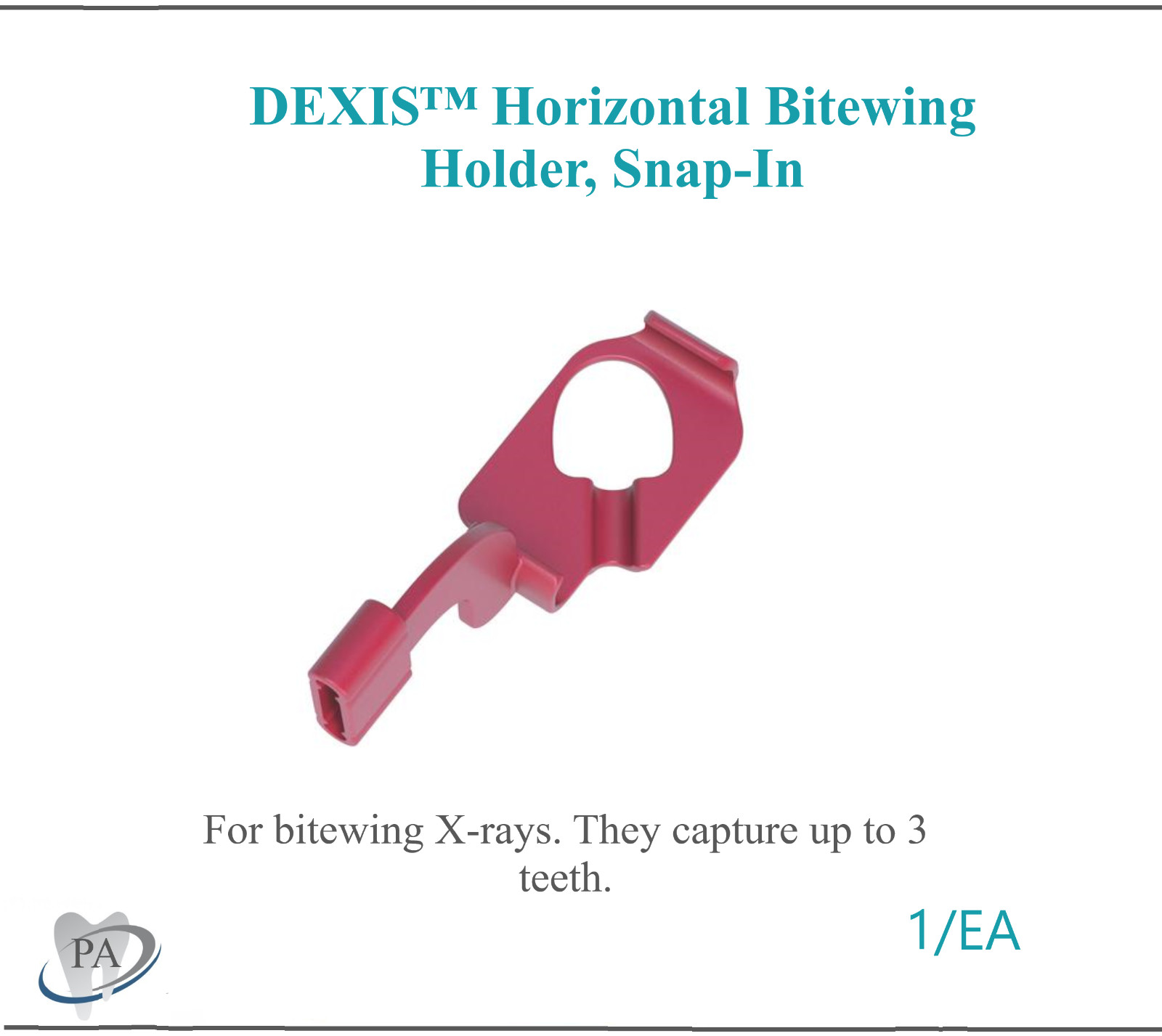 Dental X-Ray DEXIS Titanium & Platinum Sensor Holder Horizontal Bitewing Red 1Ea