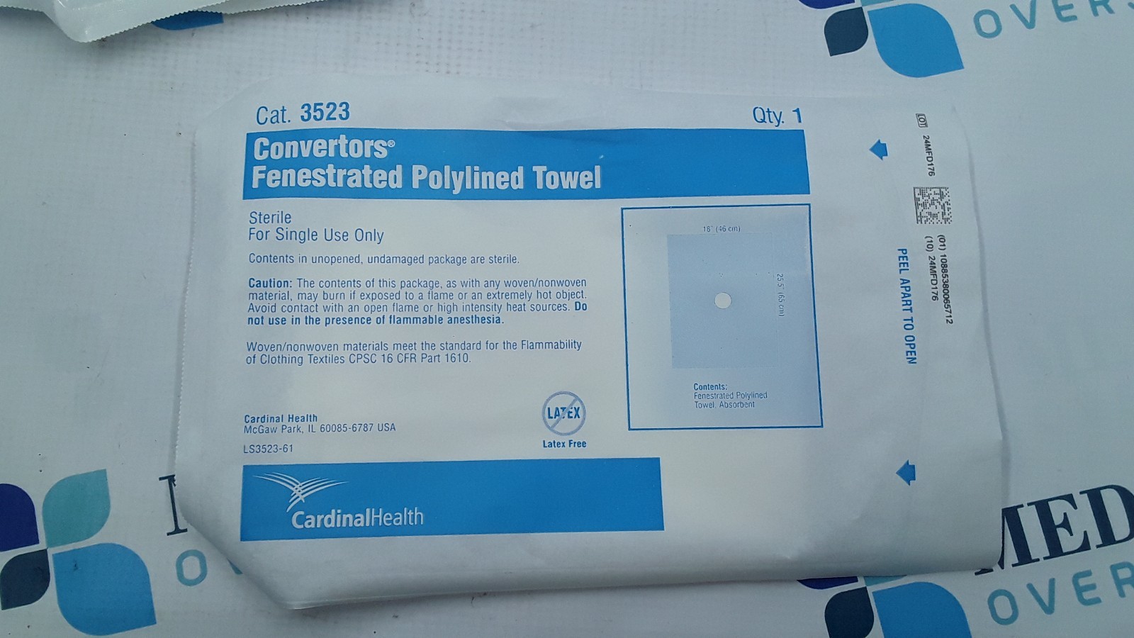 Cardinal Health Convertors Fenestrated Polylined Towel CAT. 3523 Lot of 15