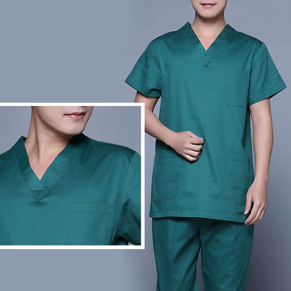 ASG Men’s Short Sleeve Nursing Workwear Hospital Medical Uniform Green Top&Pants