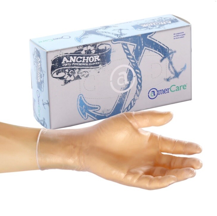 AmerCare 12994 Anchor Vinyl Gloves, X-Large (pack of 100)