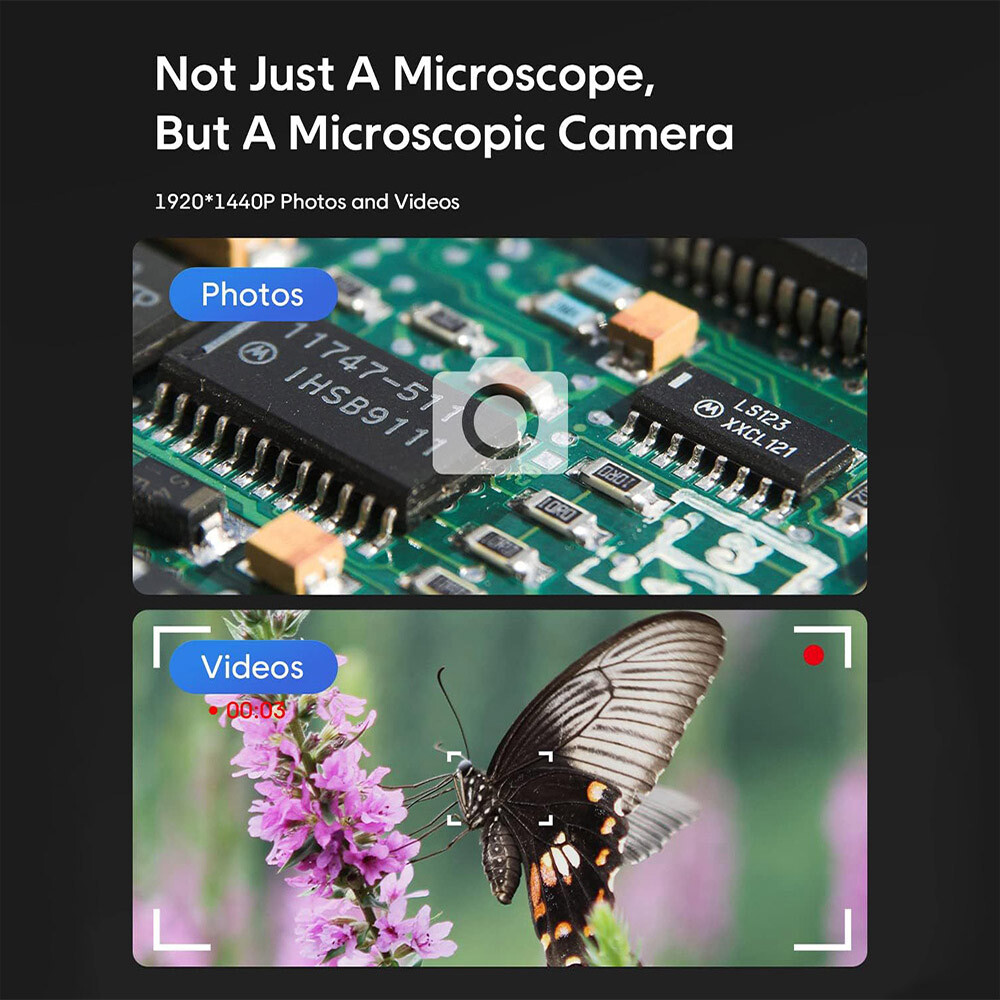 1600x Digital Microscope Kit for Kids Beginners Children STEM LED Light iPhone