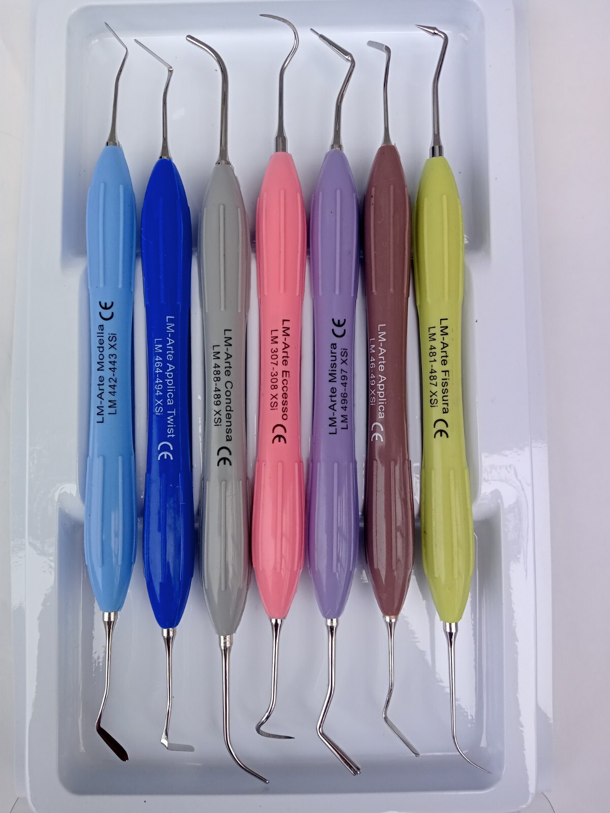 Dental Composite Filling Instruments LM Set Silicone Handle Colorful 7 Pcs