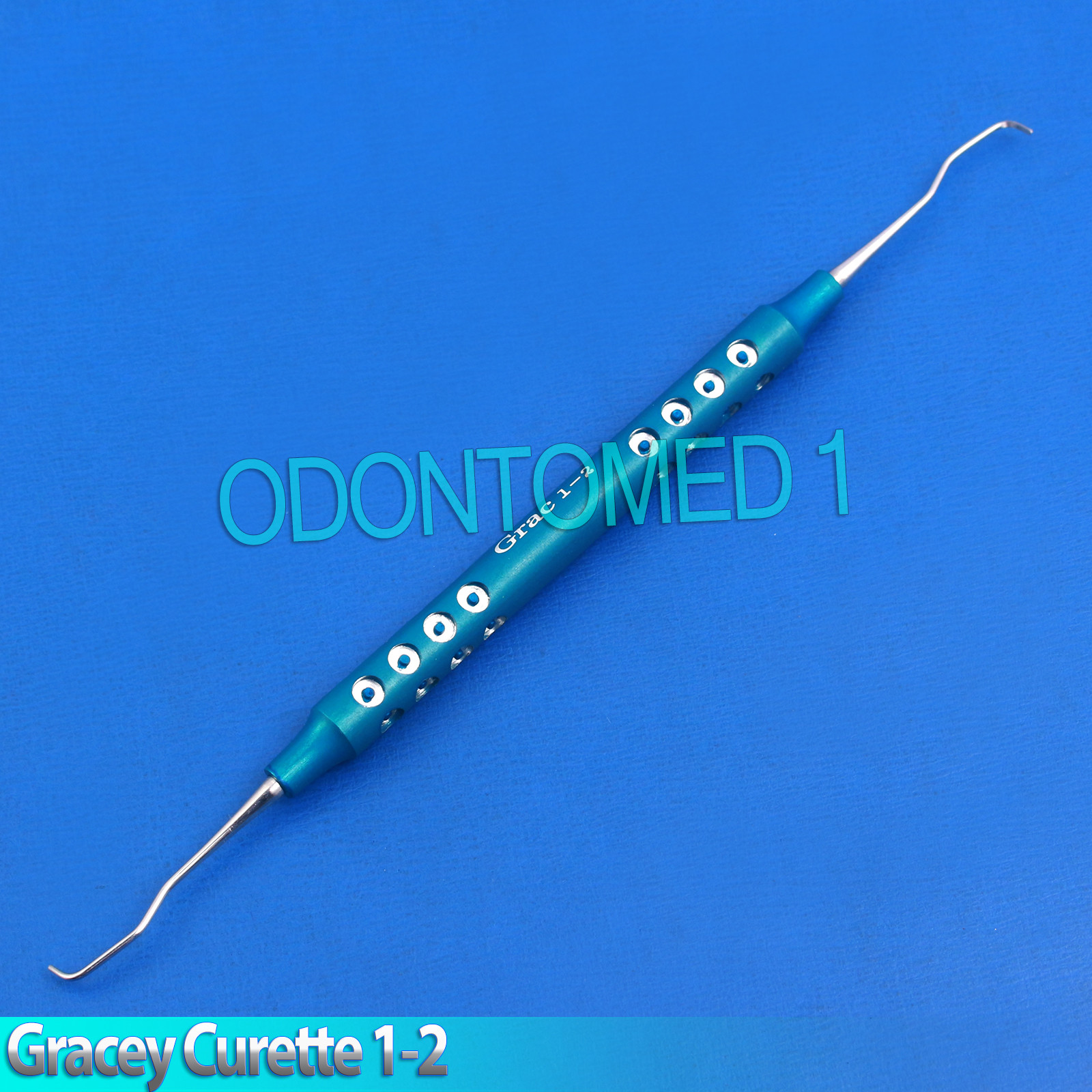 Dental Gracey Curette 1/2 Periodontal Hollow Sky Blue Handle Surgical Scaler