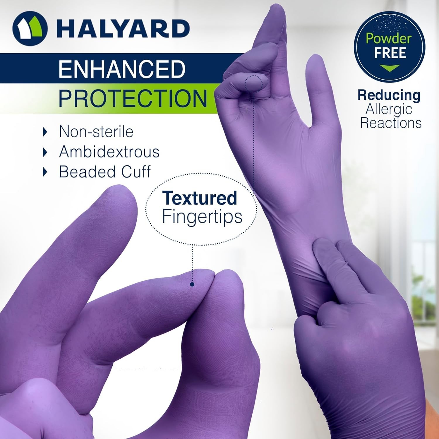 Halyard 14262 Purple Nitrile-Xtra Gloves LARGE Sterile 50 Pairs