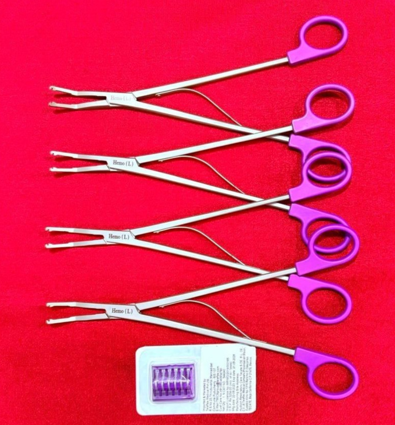 Open Surgery Hem-o-Lok Applier Purple (L Size) with Cartridge Reusable – 4 nos.