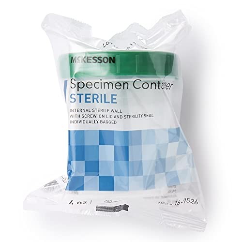 McKesson Sterile Specimen Containers 4oz / 120cc, Screw-On Lid, 100ct
