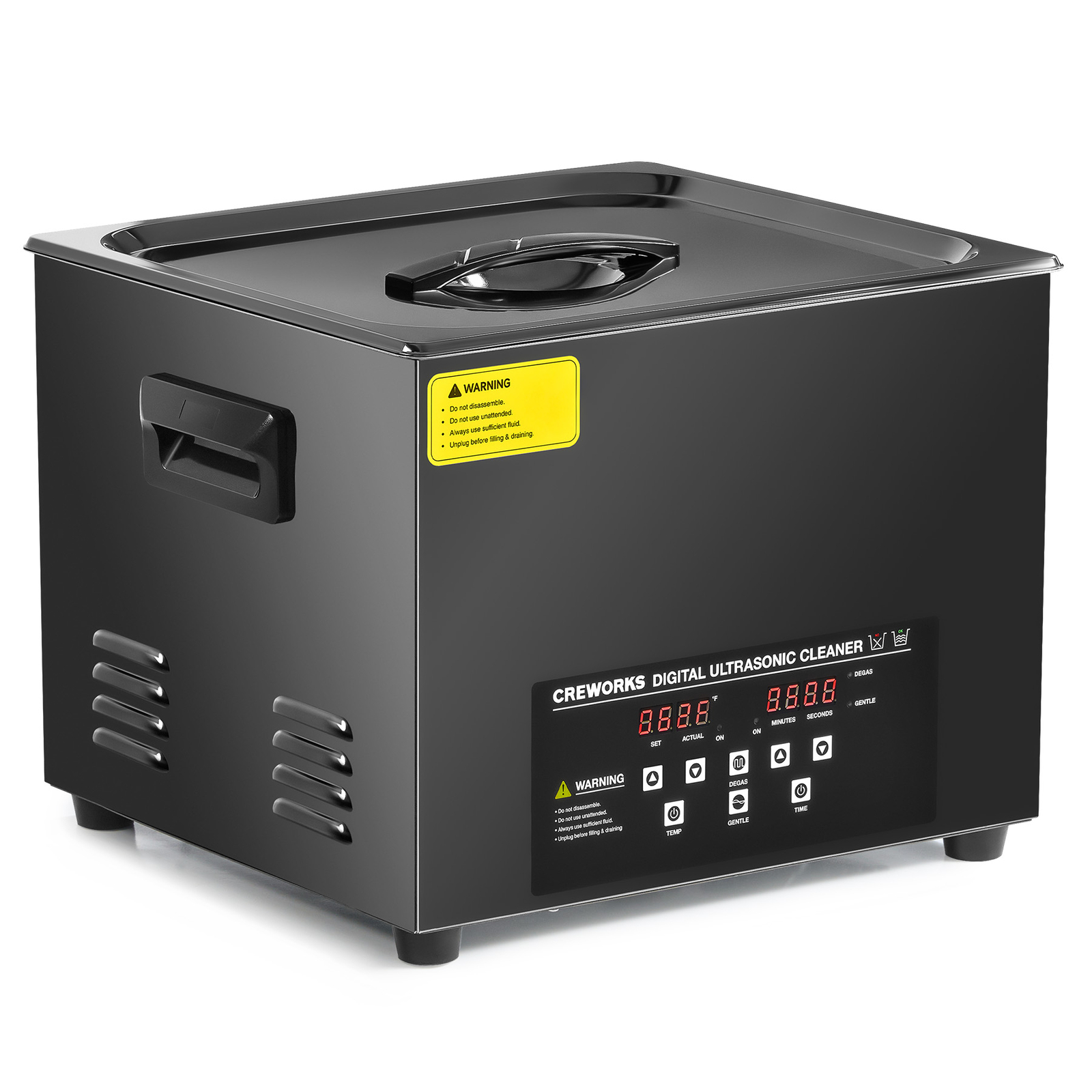CREWORKS 15L Black Titanium Steel Ultrasonic Cleaner Machine with 600W Heater