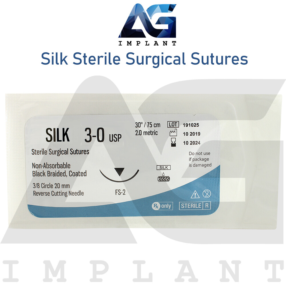 Silk Sterile Training 75cm Sut ures Black Braided 12pcs Box