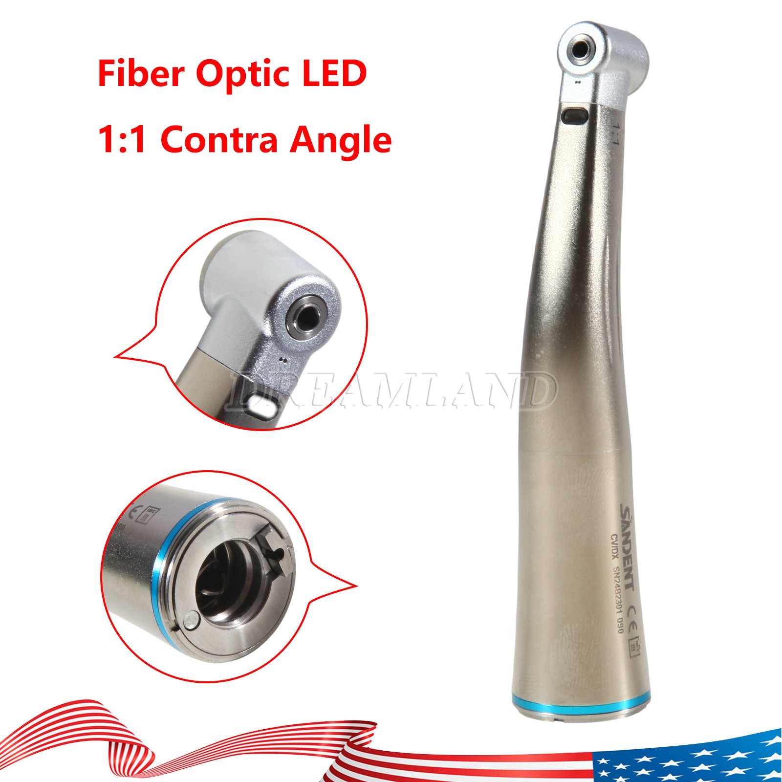SANDENT Dental Brushless Electric Micro Motor/ 1:1 LED Low Speed Contra Angle