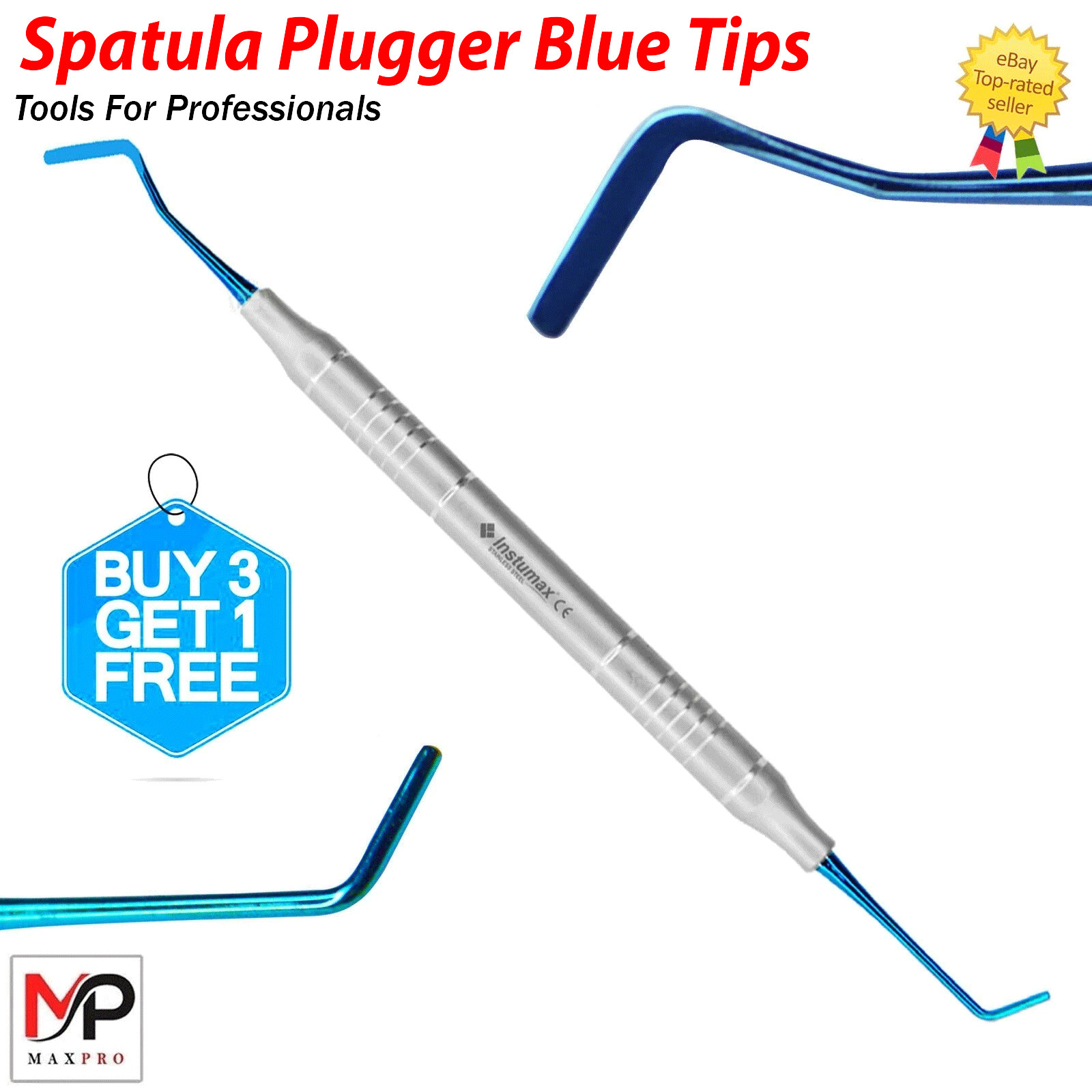 Dental Composite Filling Instruments Spatula & Plugger Titanium Color Blue Tips