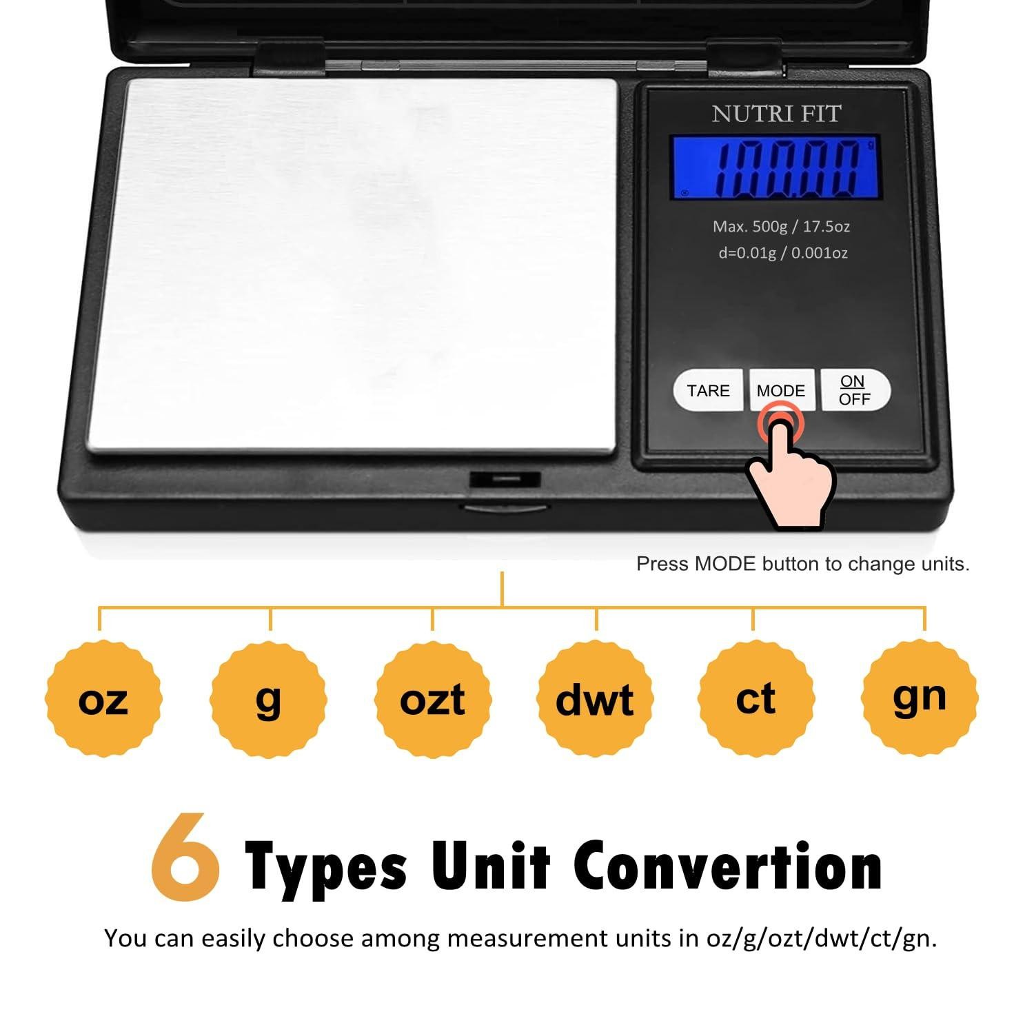 Gram Digital Scale 0.01g Accuracy, 500g Small Pocket Scale Jewelry Scale