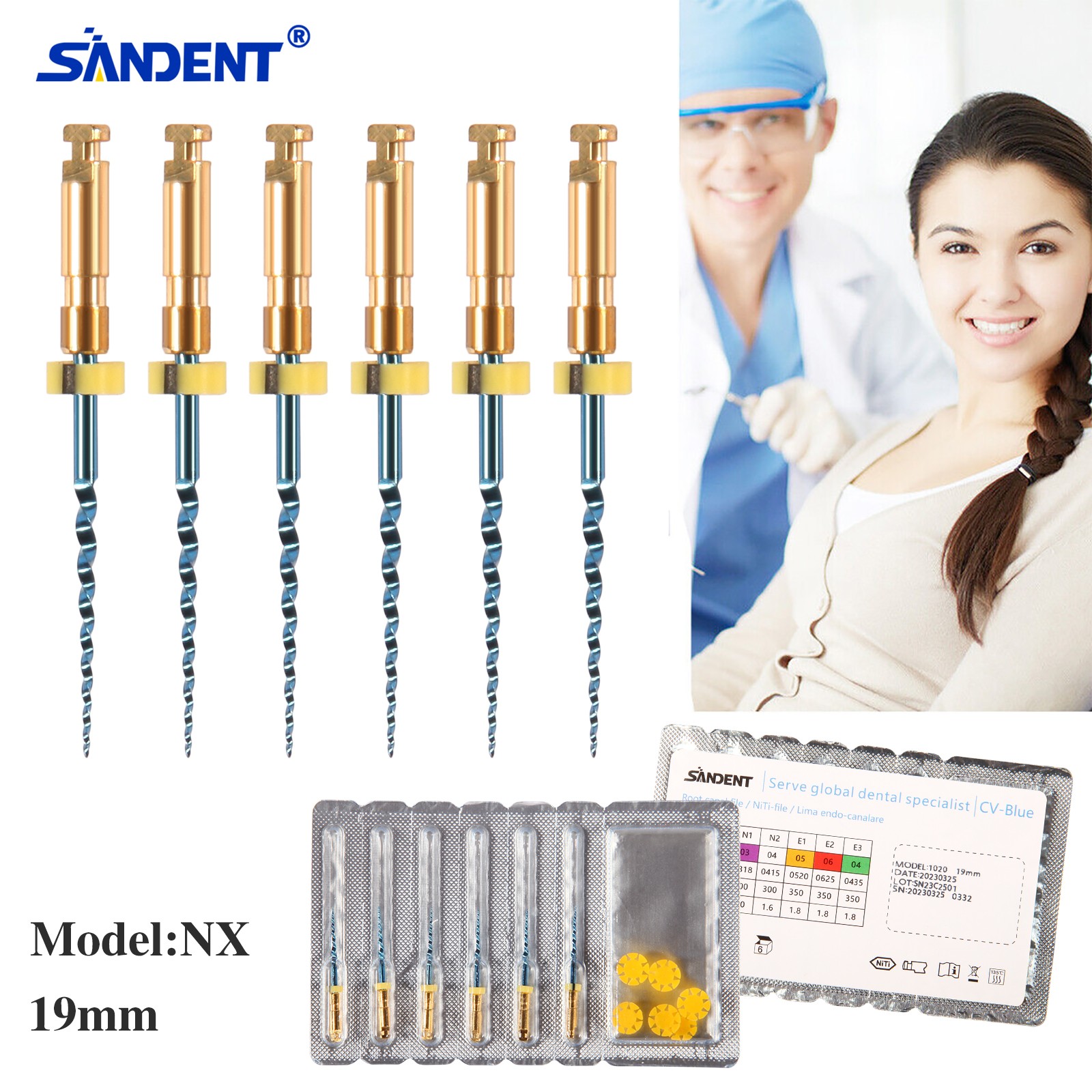 6X Dental Endodontic Rotary Files Endo Root Canal File X-Pro Taper Files 19mm NX