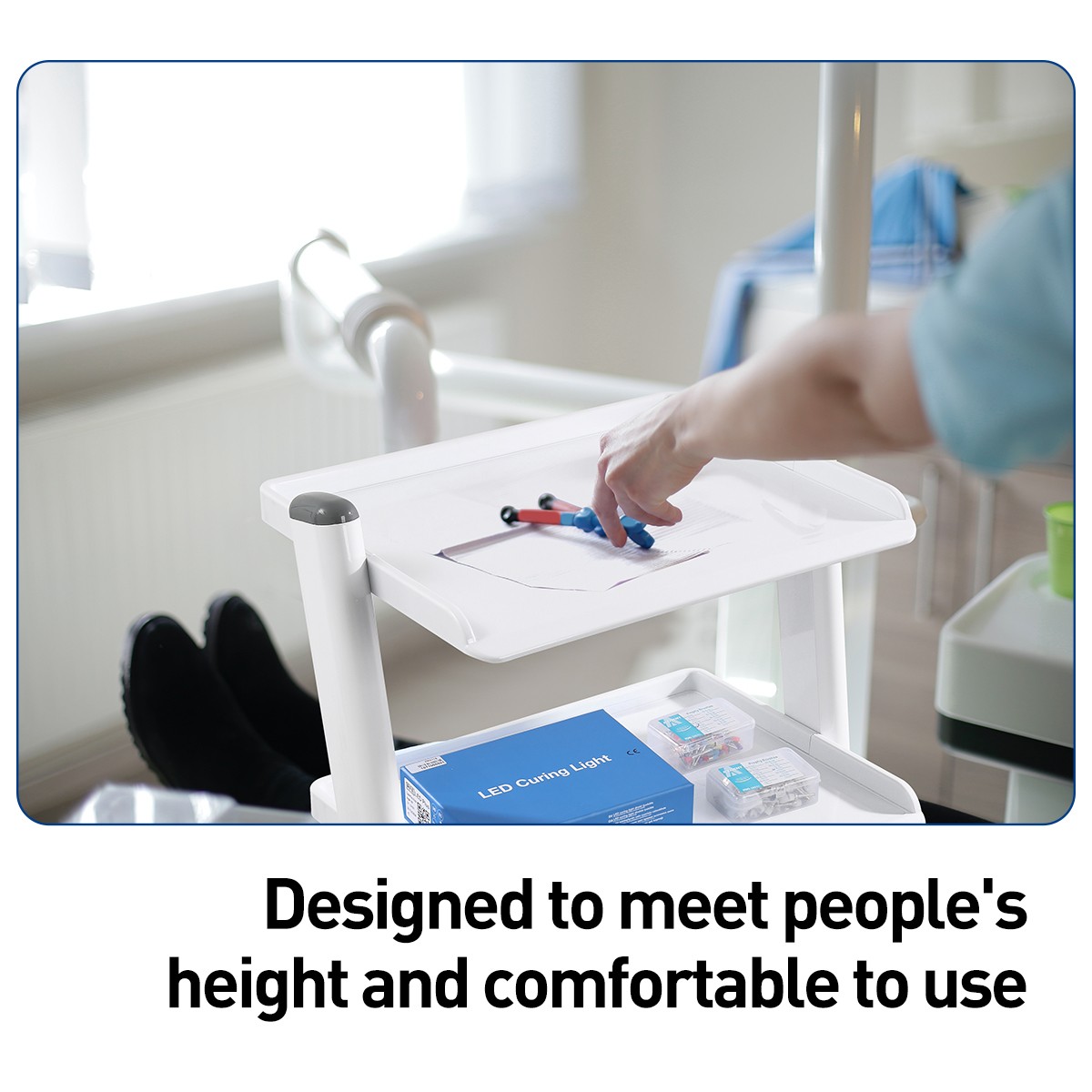 3 Layer Dental Trolley Mobile Instrument Cart Medical Tool Cart with Socket