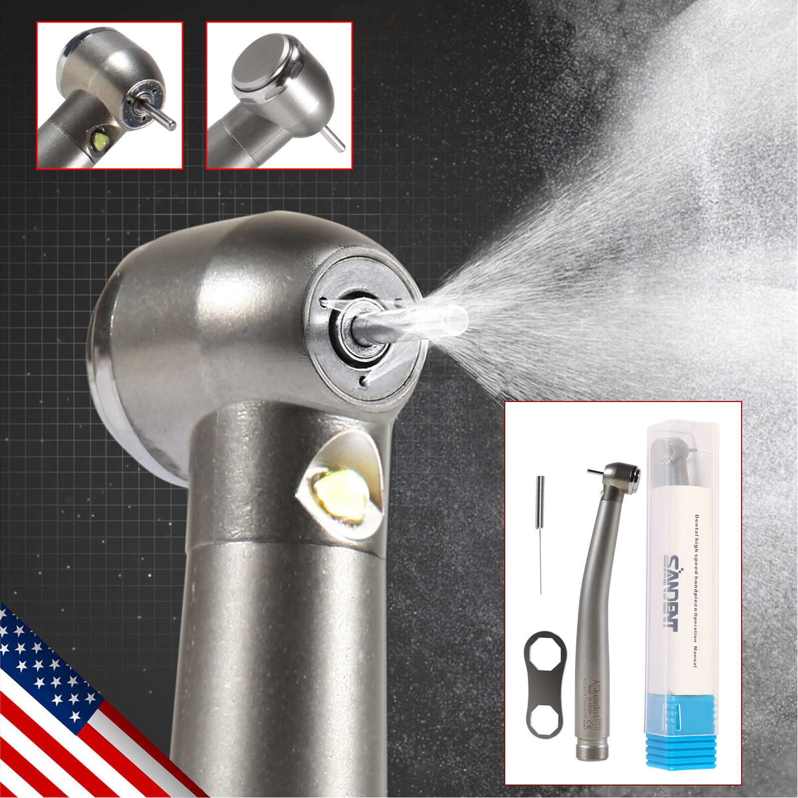 Dental Fiber Optic LED E-generator High speed handpiece 2HOLE