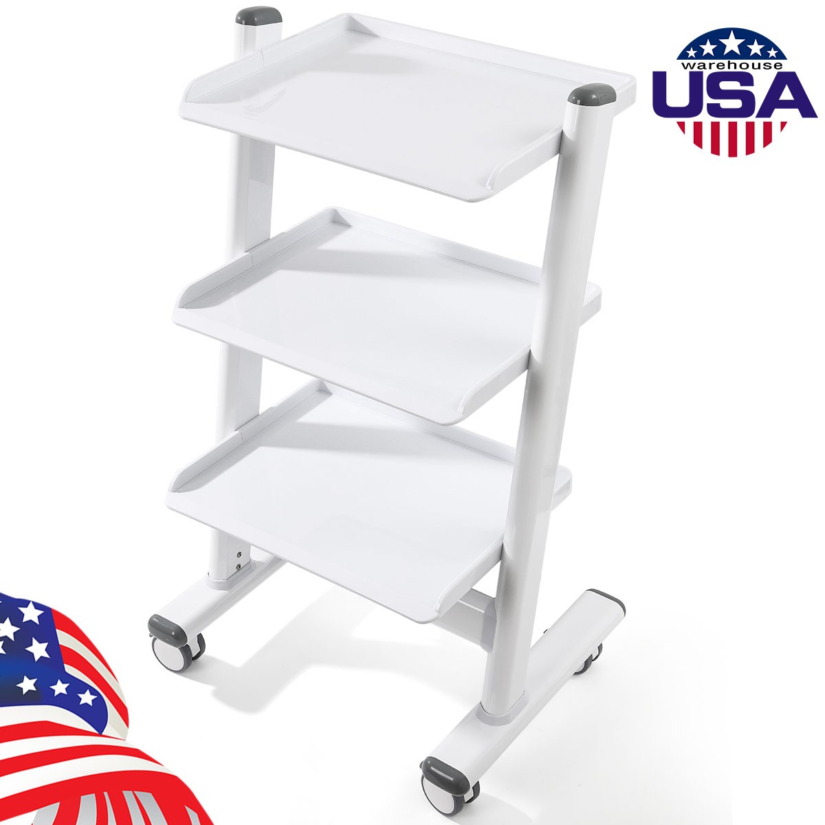 3 Layer Dental Trolley Mobile Instrument Cart Medical Tool Cart with Socket