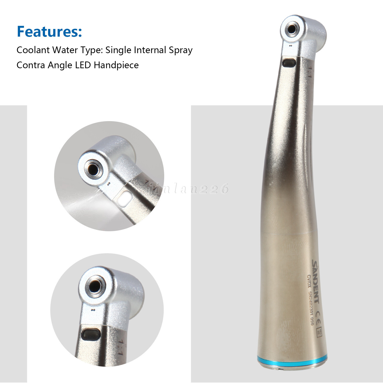 Dental 1:1 1:5 20:1 4:1 Fiber Optic Contra Angle Handpiece Blue Red Green Ring