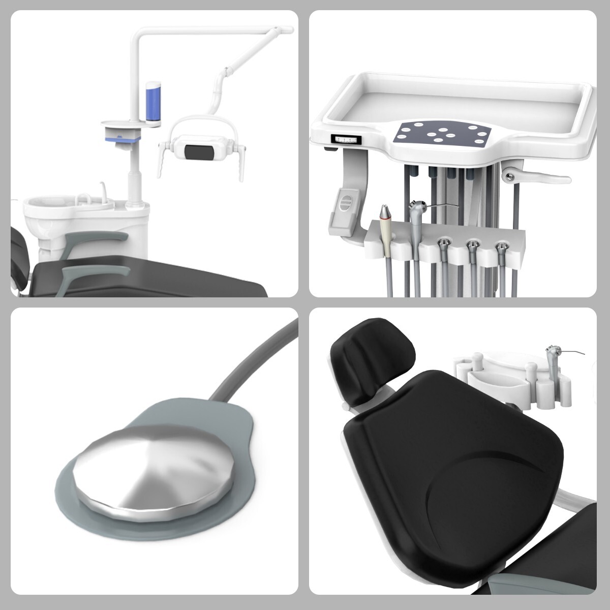 Dental Unit Chair Integral Computer Controlled DC / Mobile Delivery Unit 4 Hole