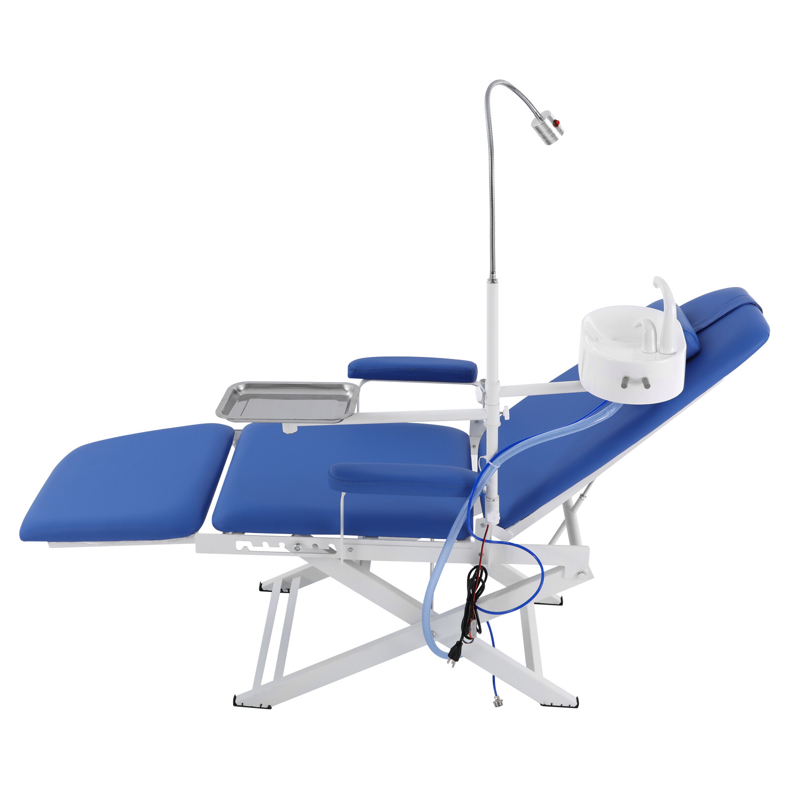 Portable Dental Chair Folding Mobile Chair Tilt Bed with LED Light & Waste Basin